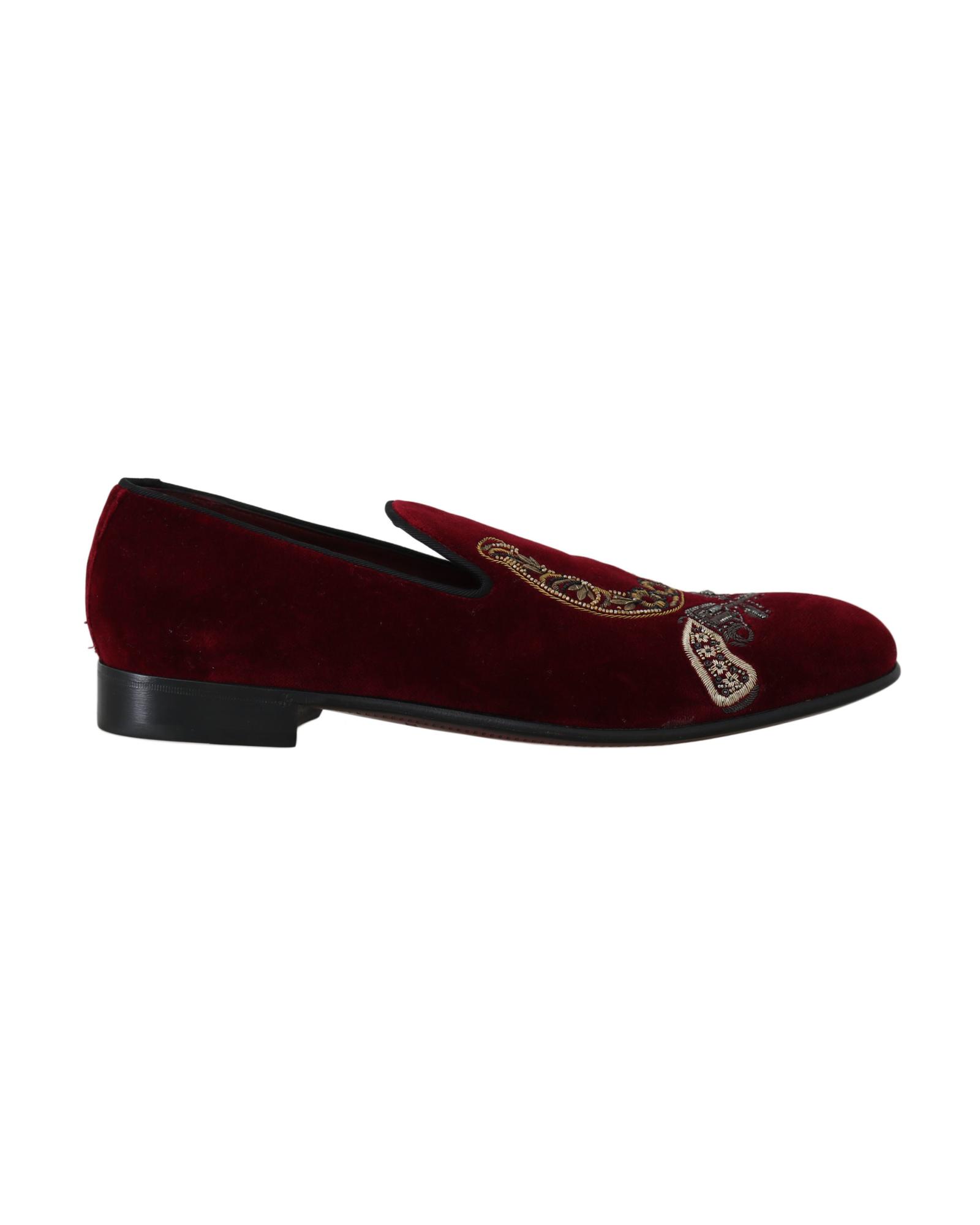 Dolce & Gabbana Gorgeous Velvet Loafers with Gun Horseshoe Embroidery ...