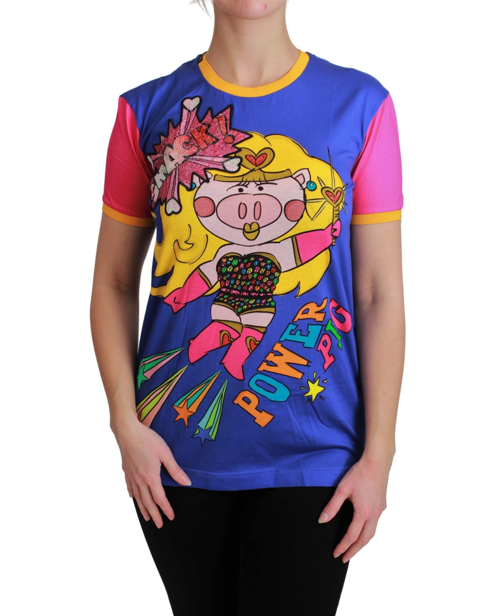 Pre-owned Dolce & Gabbana Lila Schwein Supergirl Baumwoll-t-shirt - Tops - Blue -size