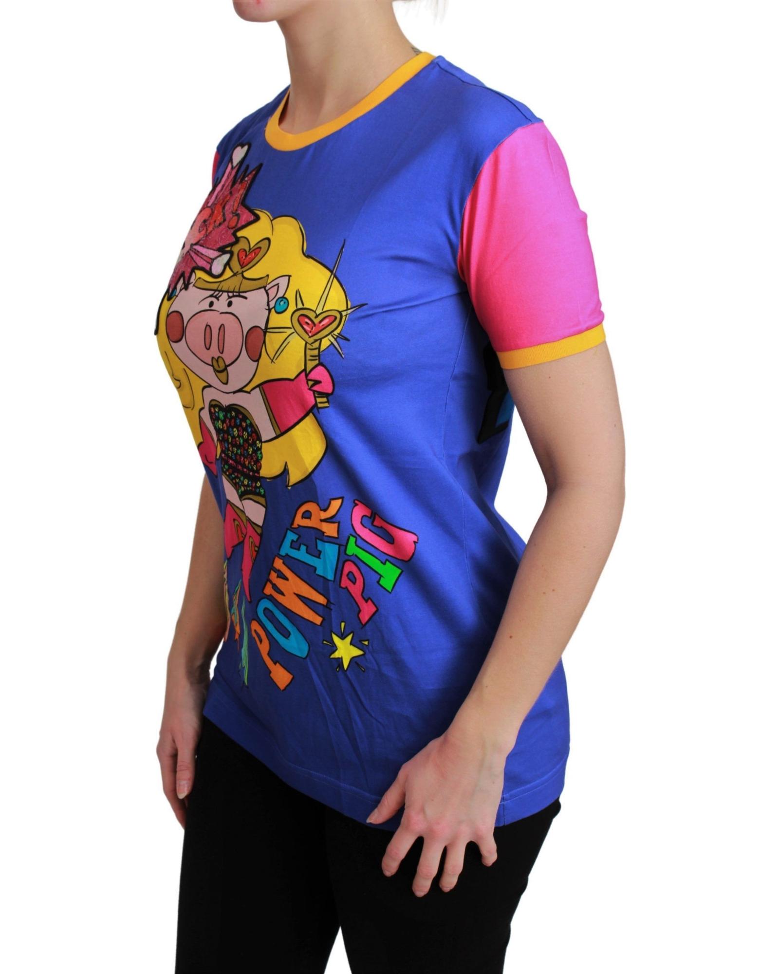 Pre-owned Dolce & Gabbana Lila Schwein Supergirl Baumwoll-t-shirt - Tops - Blue -size