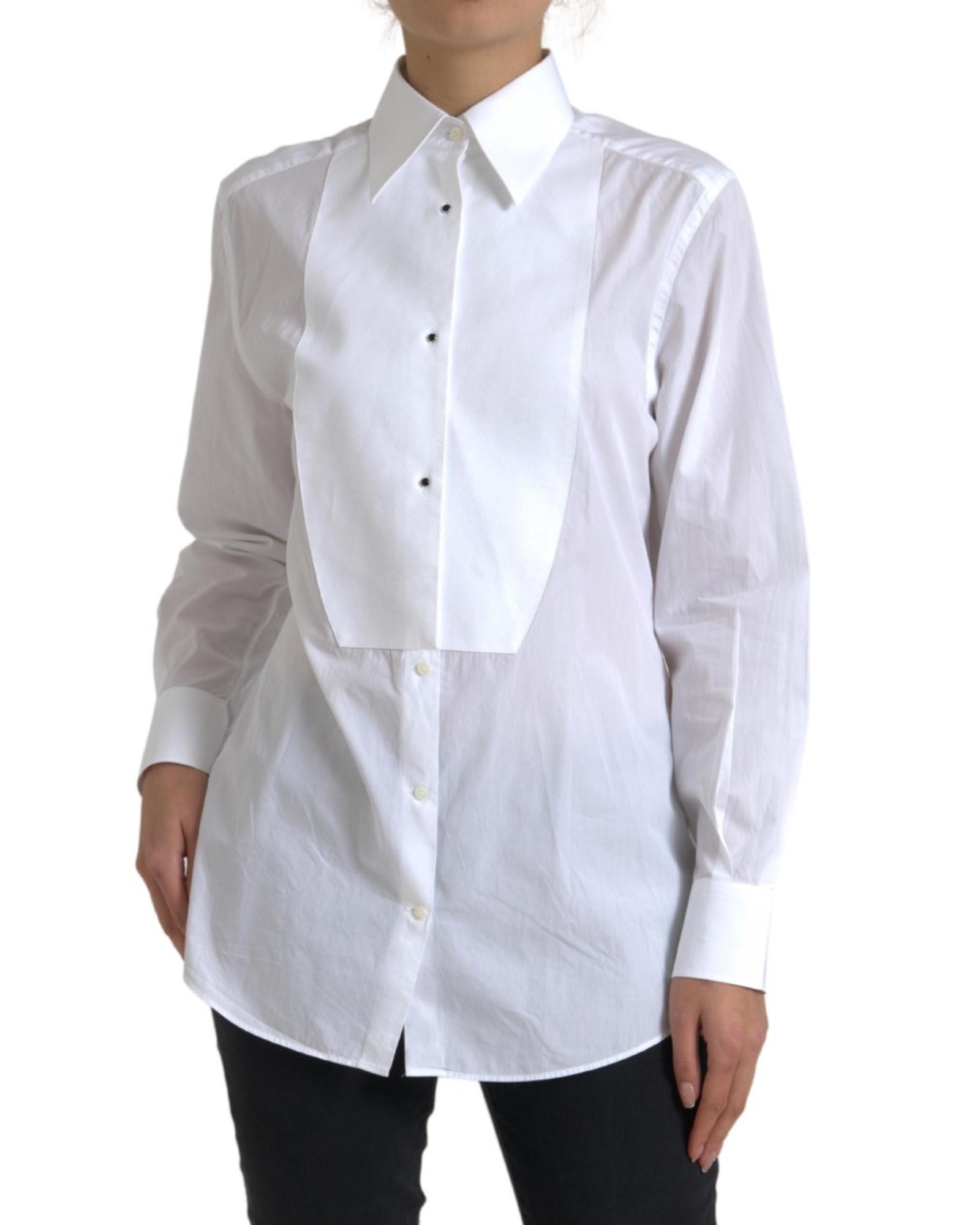 Pre-owned Dolce & Gabbana Langarmeliges Hemd Aus Baumwolle Mit Kragen - Shirts - White In Weiss