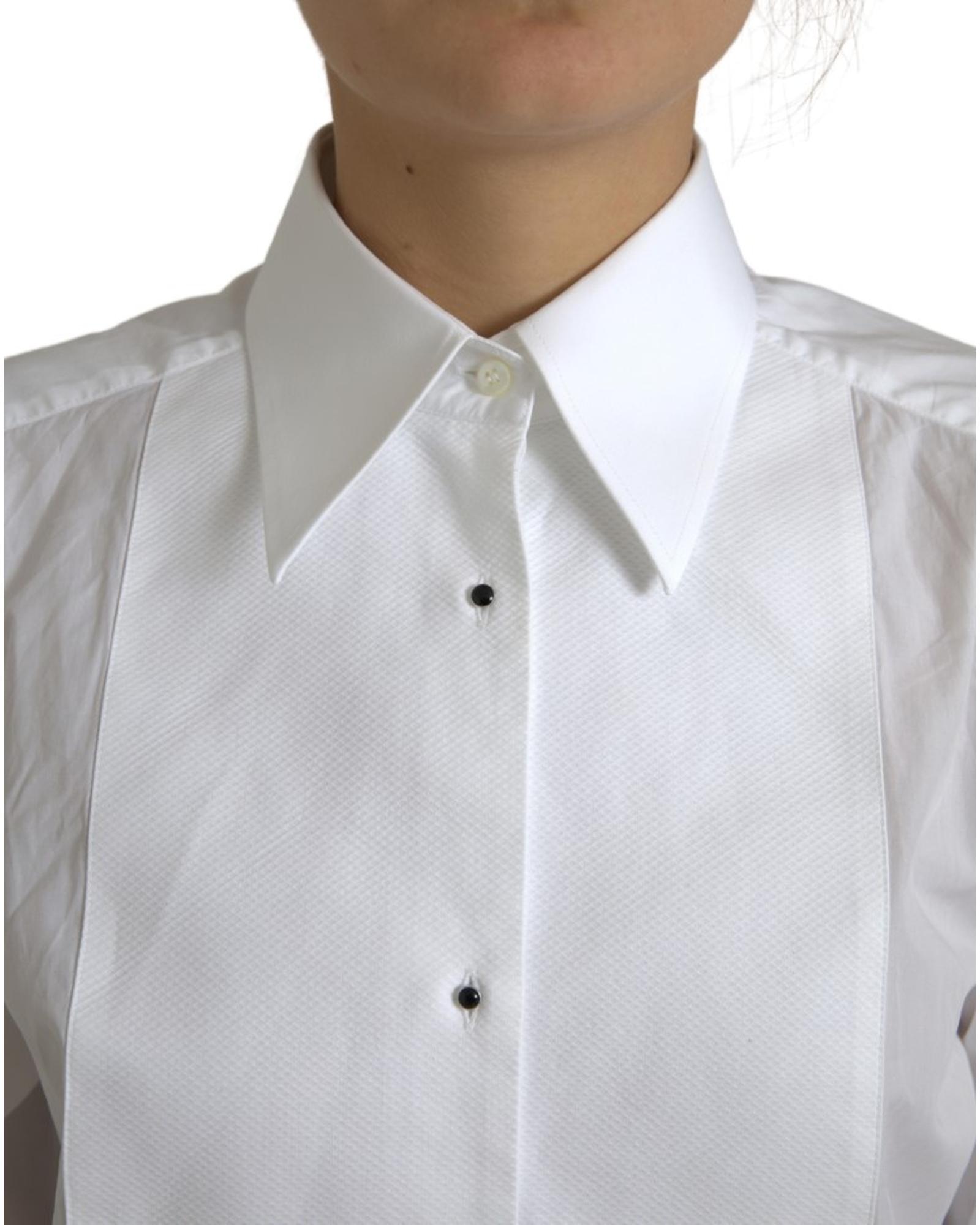 Pre-owned Dolce & Gabbana Langarmeliges Hemd Aus Baumwolle Mit Kragen - Shirts - White In Weiss