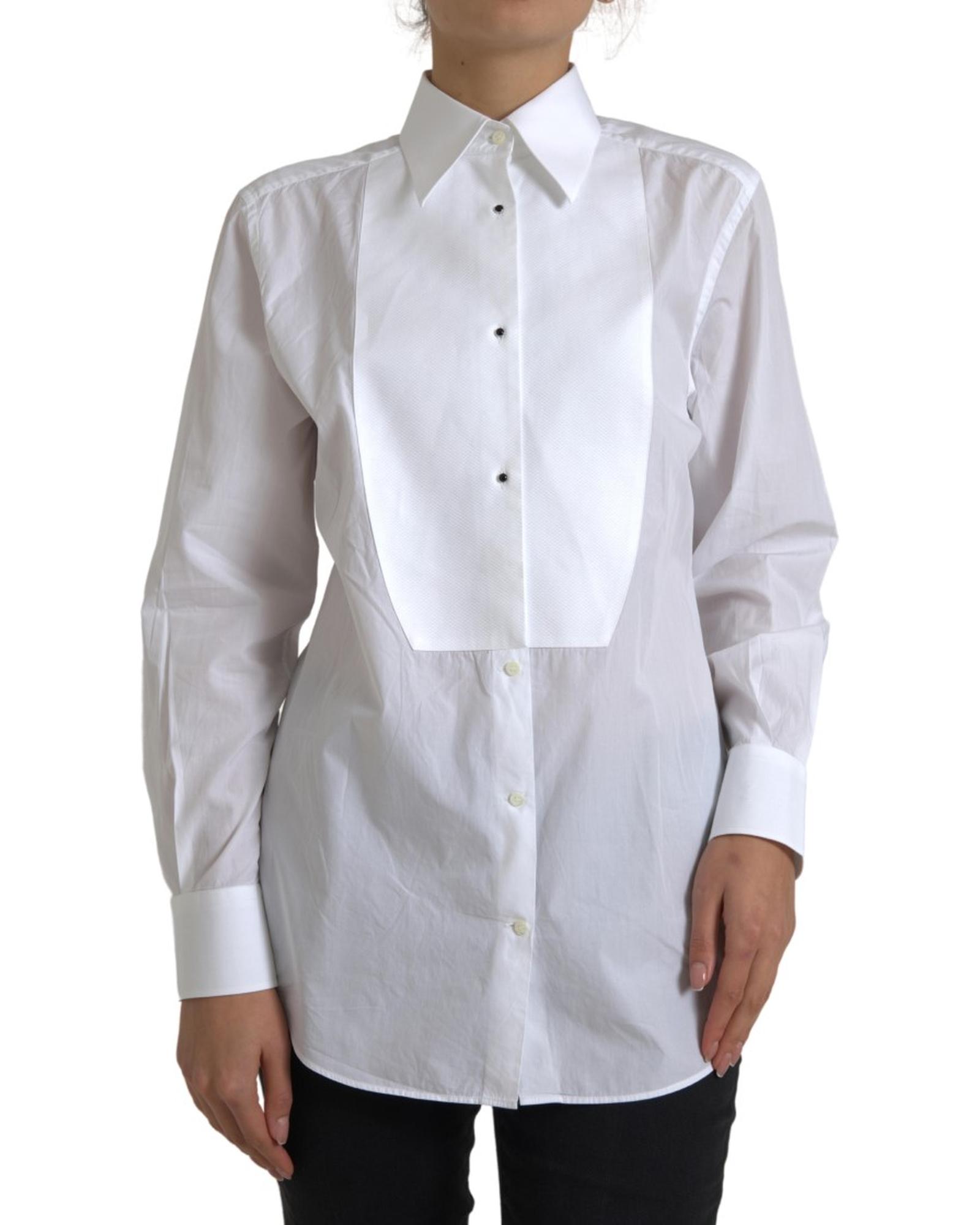 Pre-owned Dolce & Gabbana Langarmeliges Hemd Aus Baumwolle Mit Kragen - Shirts - White In Weiss