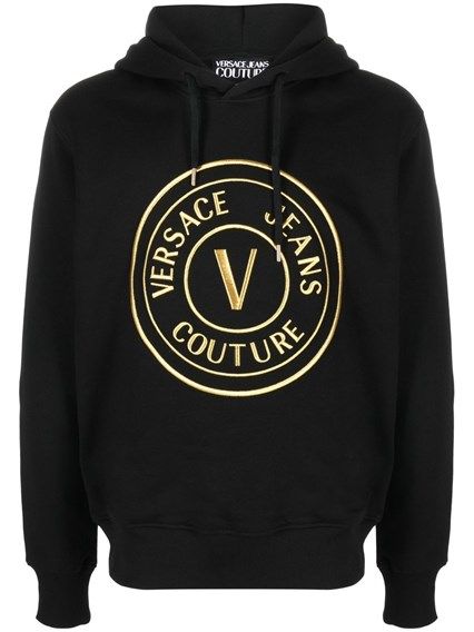 【関税&送料込】Versace Jeans Couture Sweatshirt With Logo O VERSACE JEANS COUTURE Cotton Watercolour Couture White/Gold
