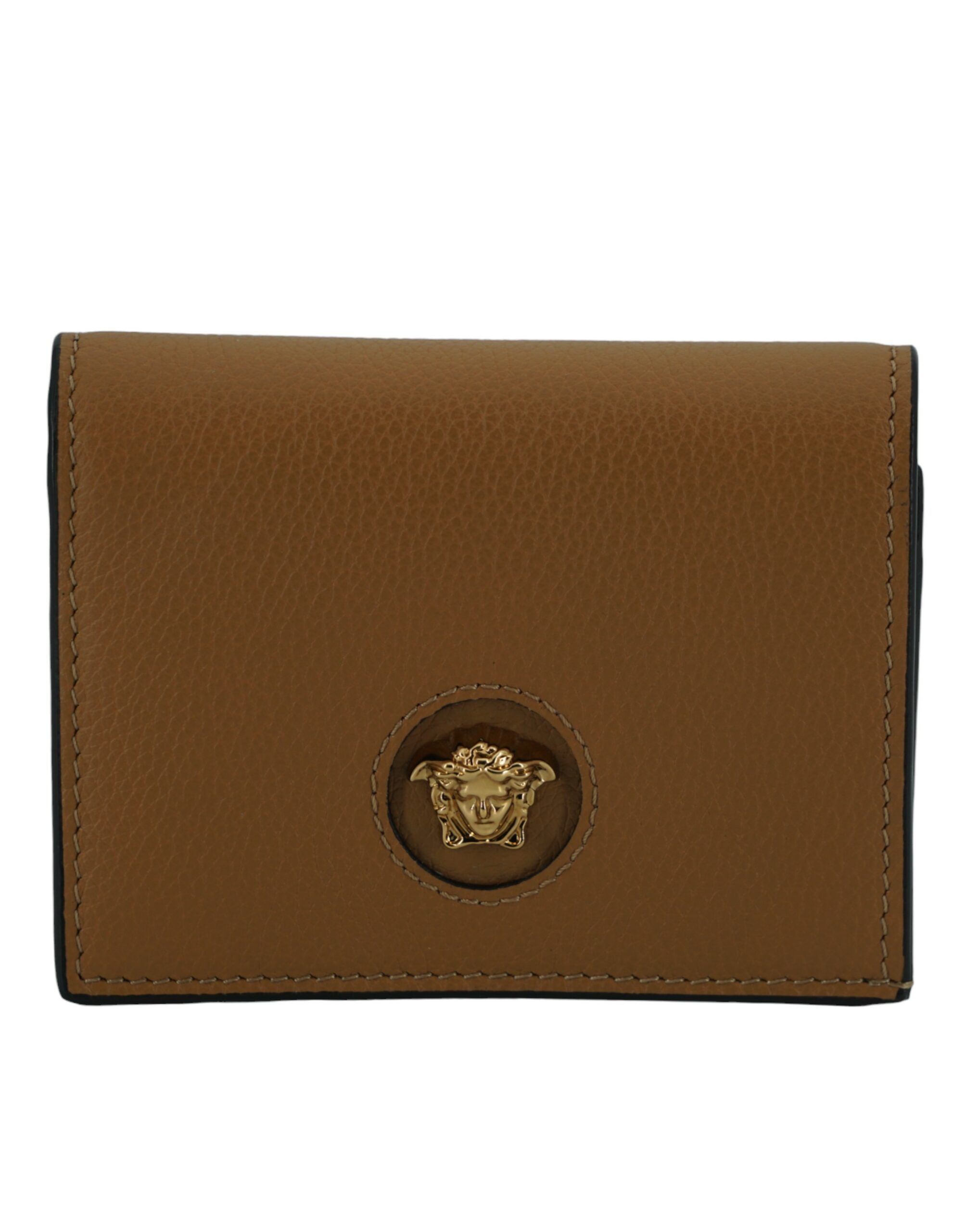 Calf Leather Compact Wallet with Medusa Head Logo