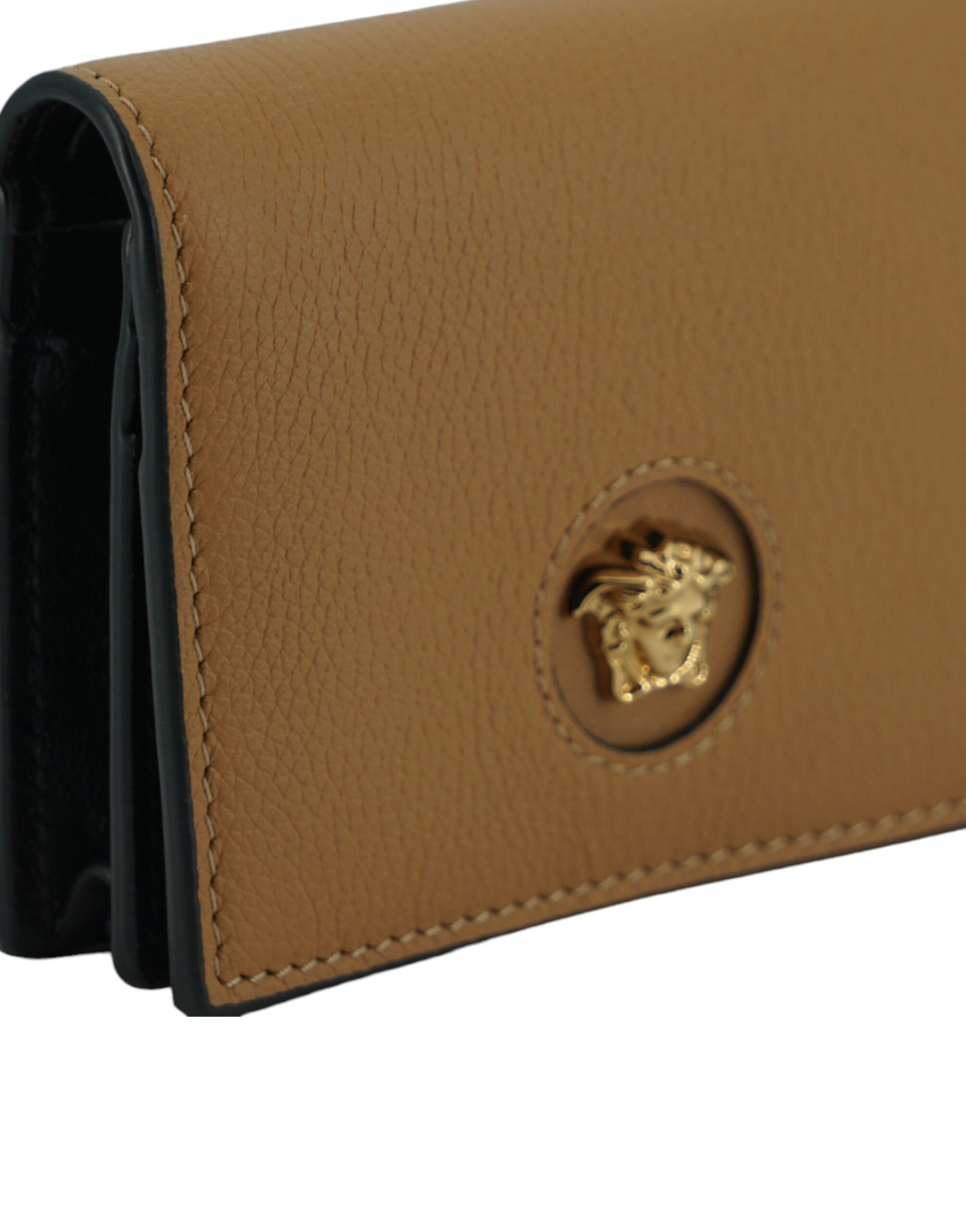 Calf Leather Compact Wallet with Medusa Head Logo