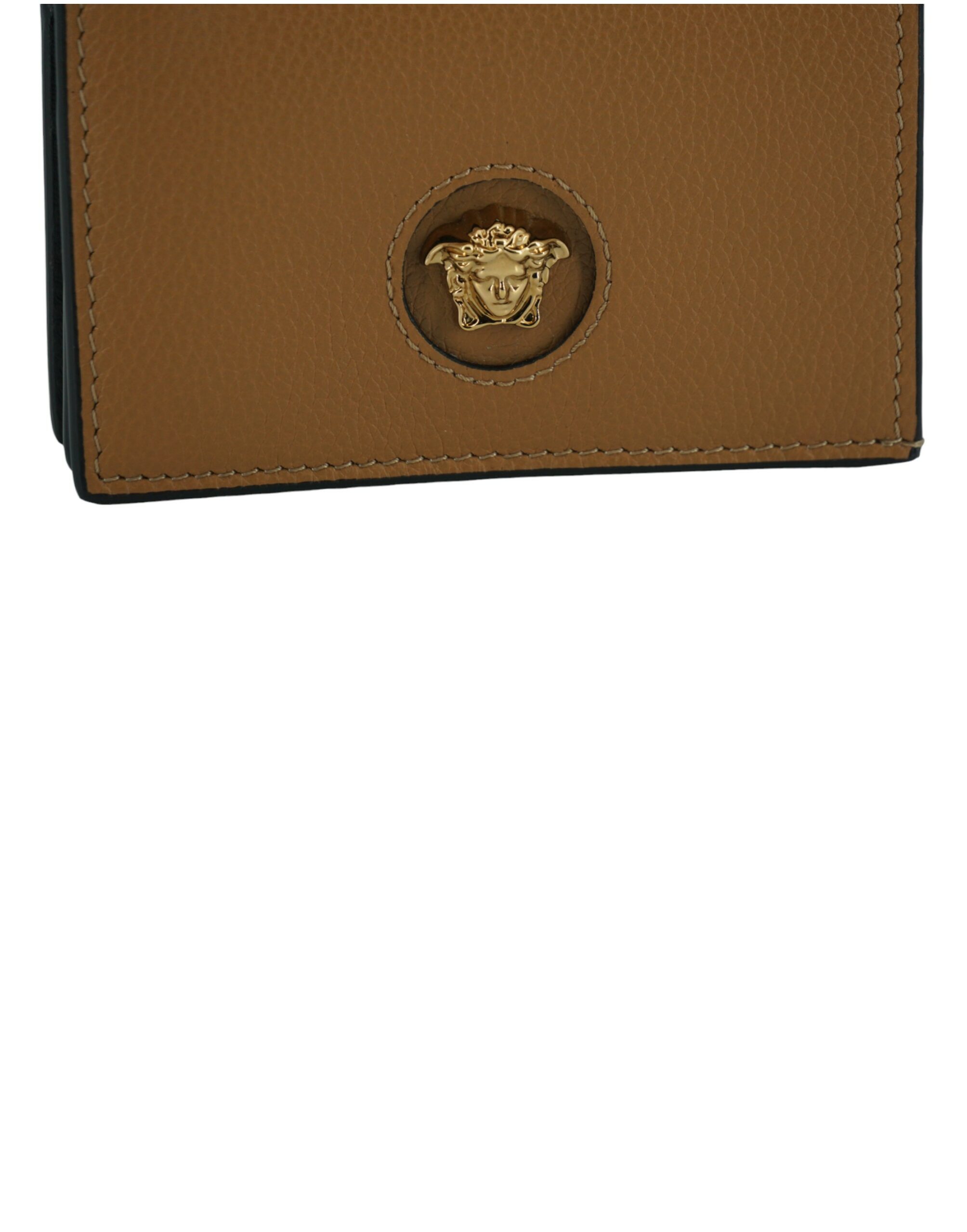 Calf Leather Compact Wallet with Medusa Head Logo