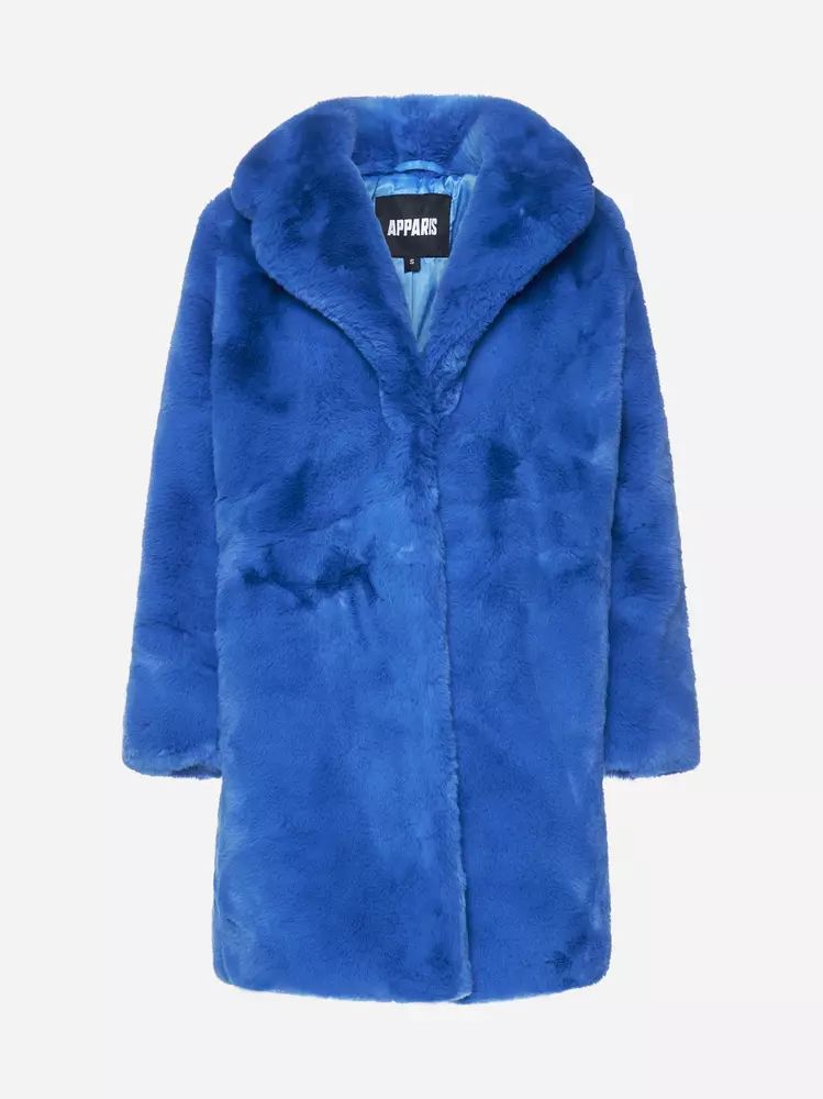 Pre-owned Apparis Women's Eco-fur Jacket In Blue