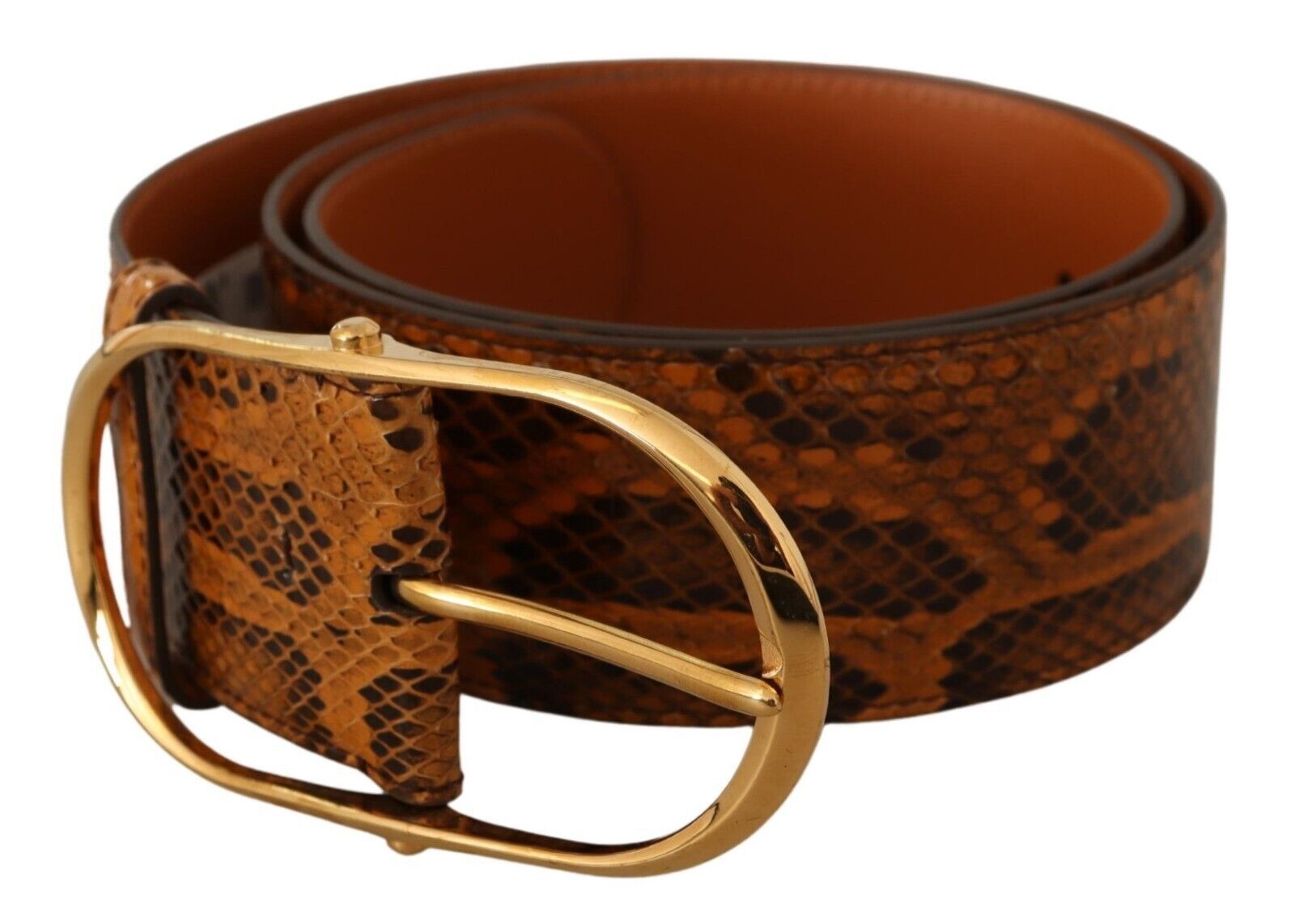 Exotic Leather Gold Oval Buckle Belt