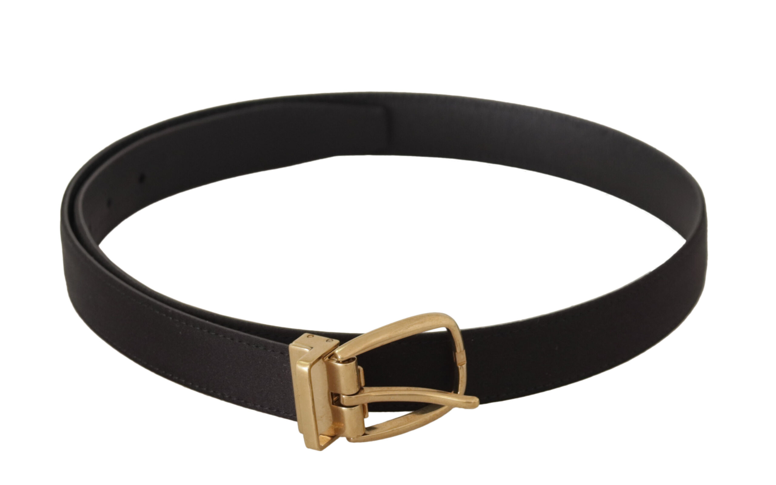 Silk Leather Gold Tone Metal Buckle Belt