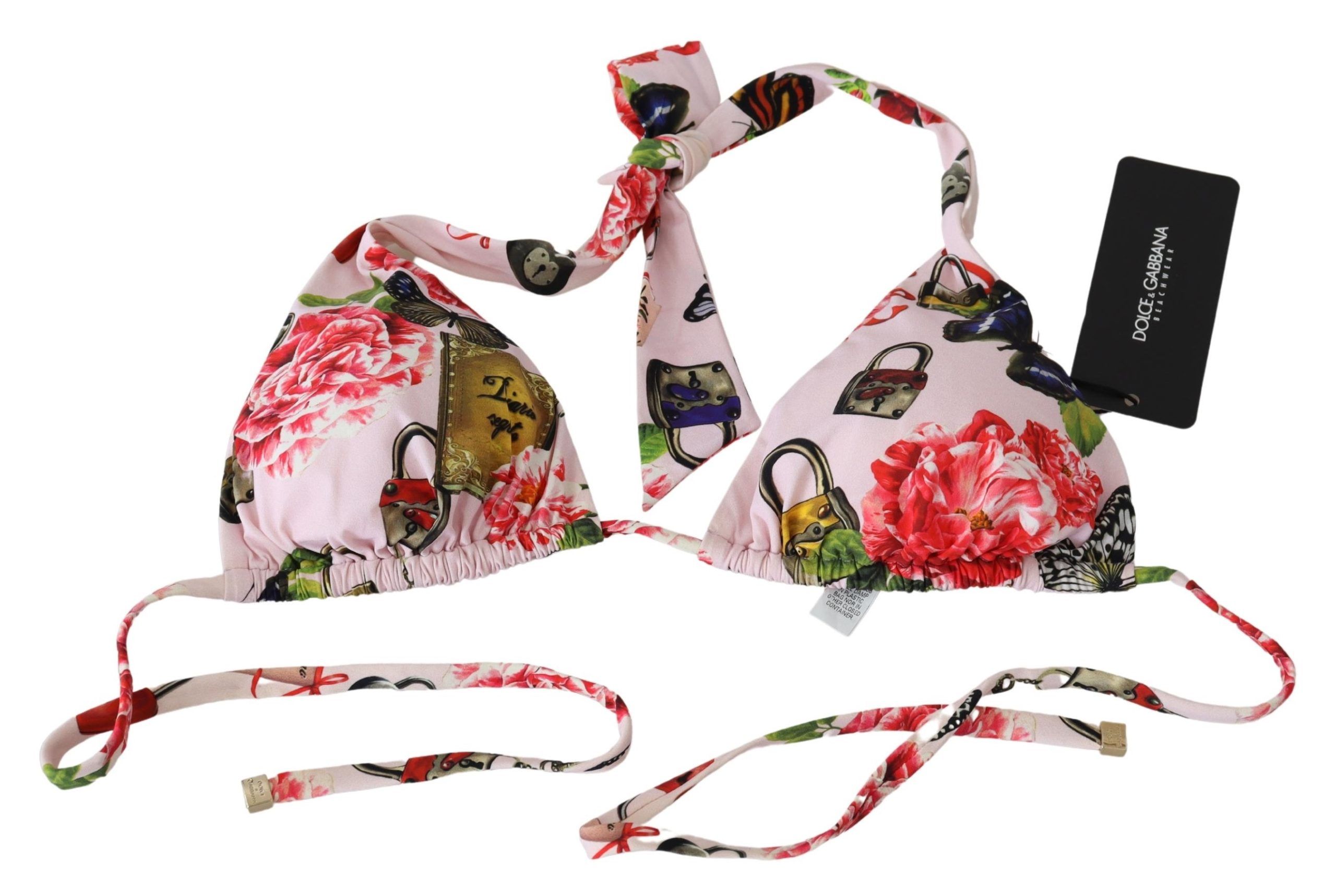 Floral Butterfly Padlock Bikini Top