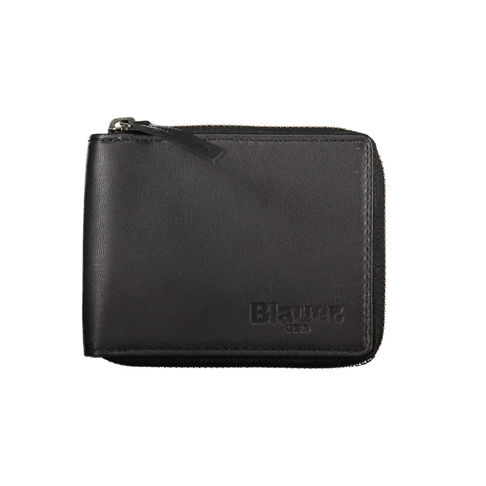 Round Leather Wallet with Multiple Compartments and Zip Closure