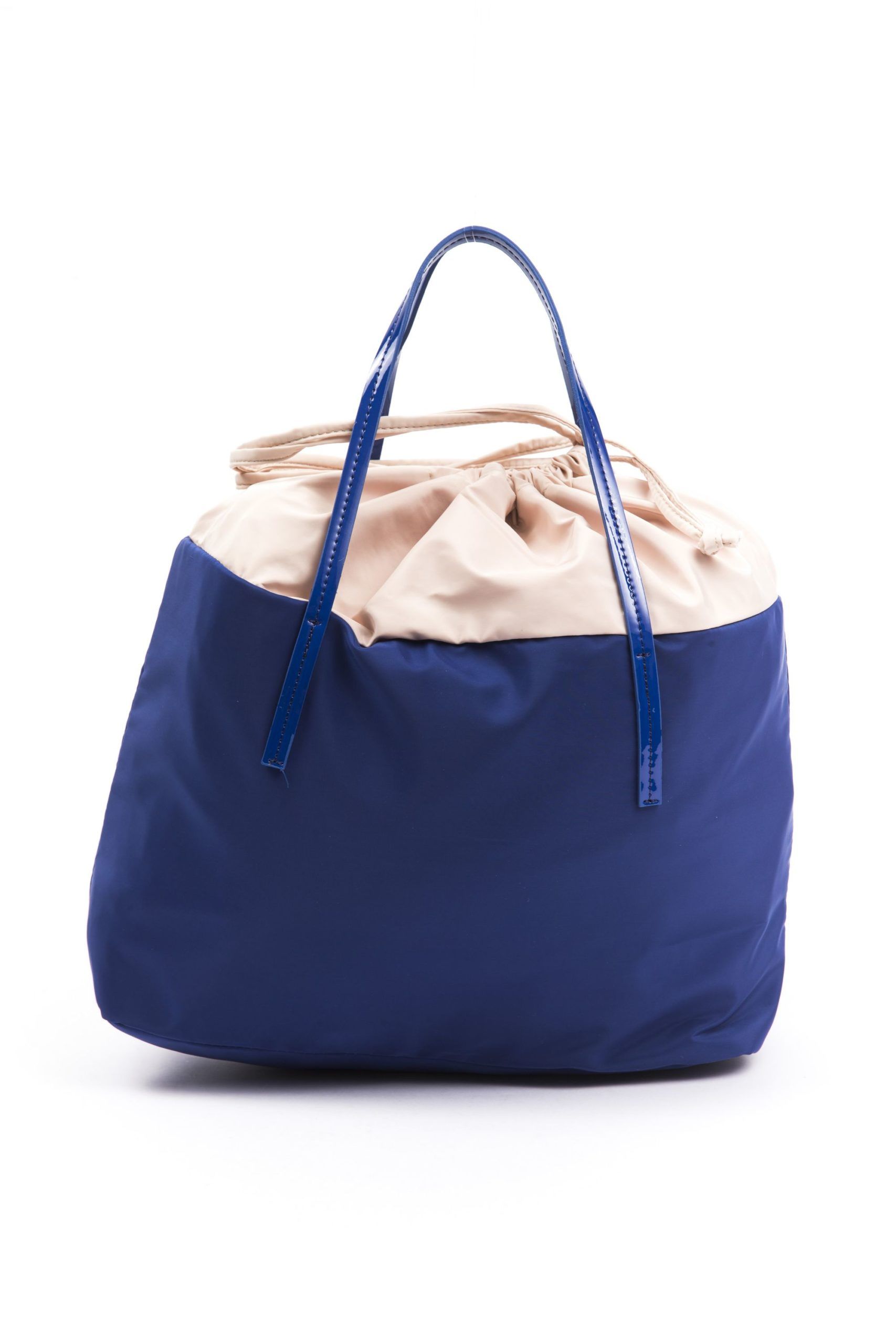 Fabric Shopper Tote with Patent Accents