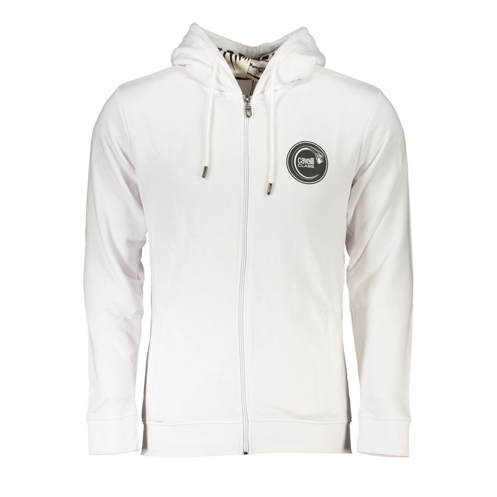 Hooded Cotton Sweatshirt with Logo Print and Zip