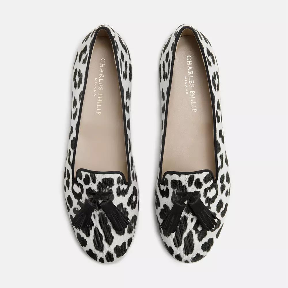 Leopard Print Silk Loafers