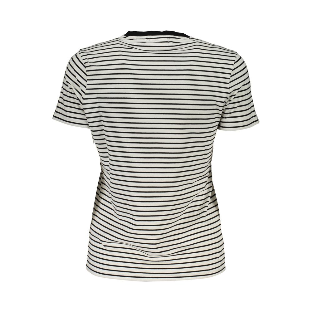 Embroidered Striped Crew Neck Tee