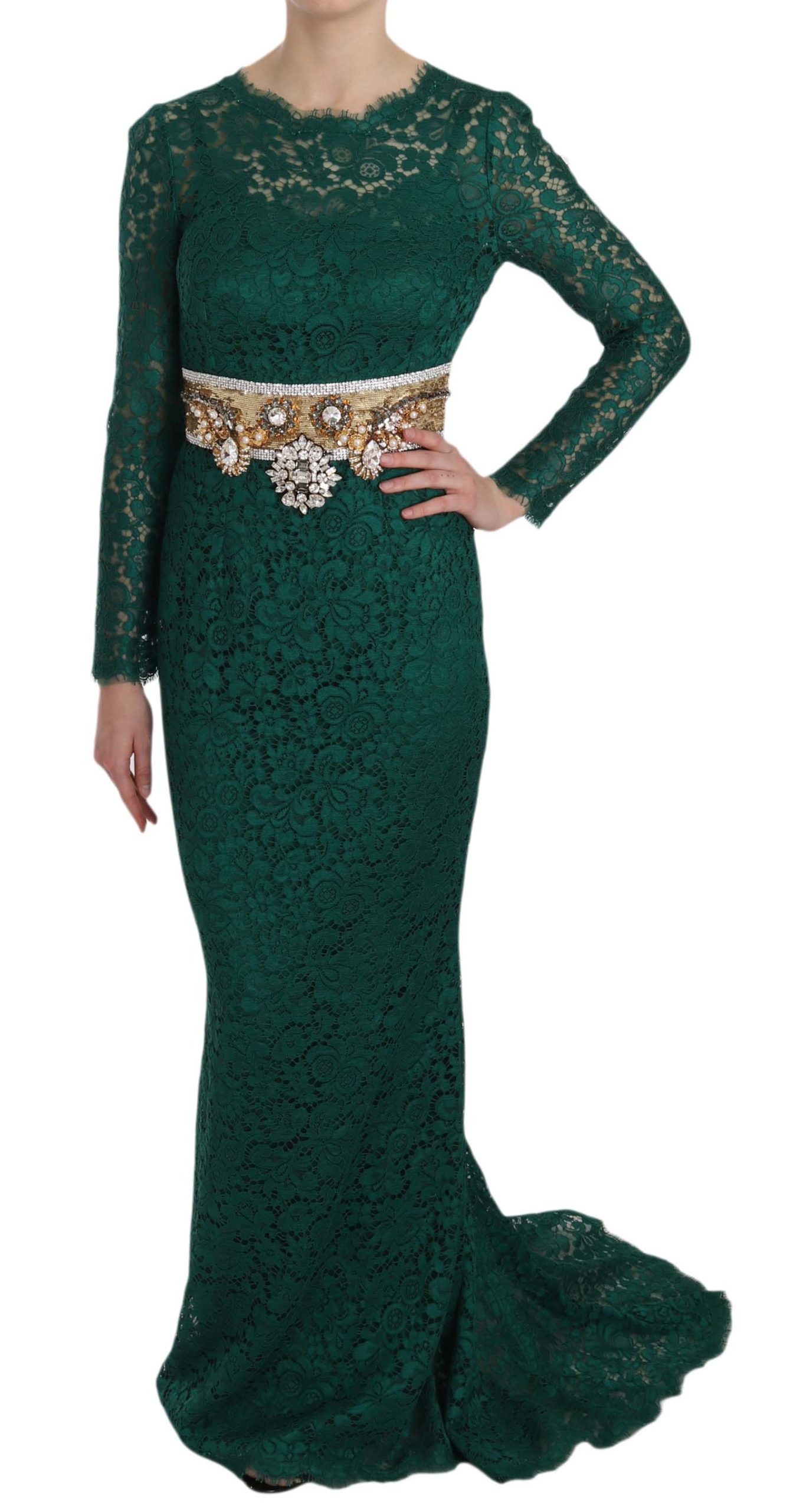 Sequined Crystal Embellished Sheath Gown Dress