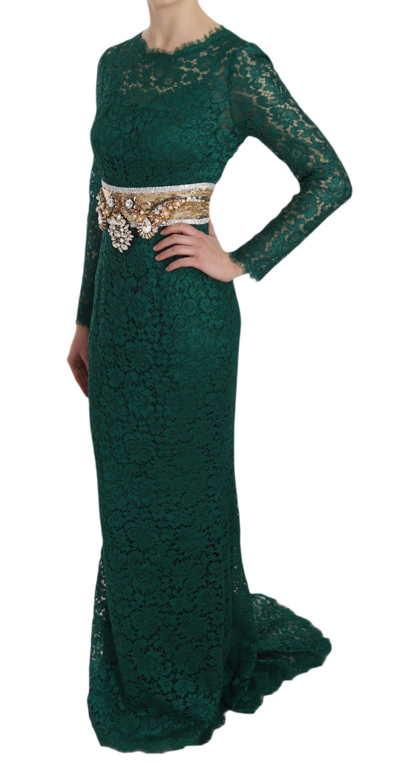 Sequined Crystal Embellished Sheath Gown Dress