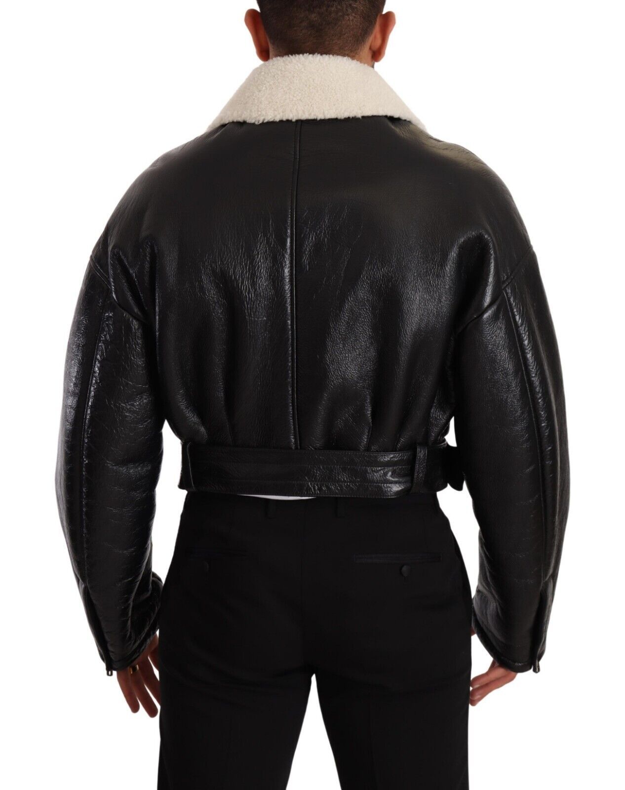 【VIP価格】DOLCE & GABBANA Lambskin Leather Coat Dolce and Gabbana Runway Vintage 90s Men's Black Leather