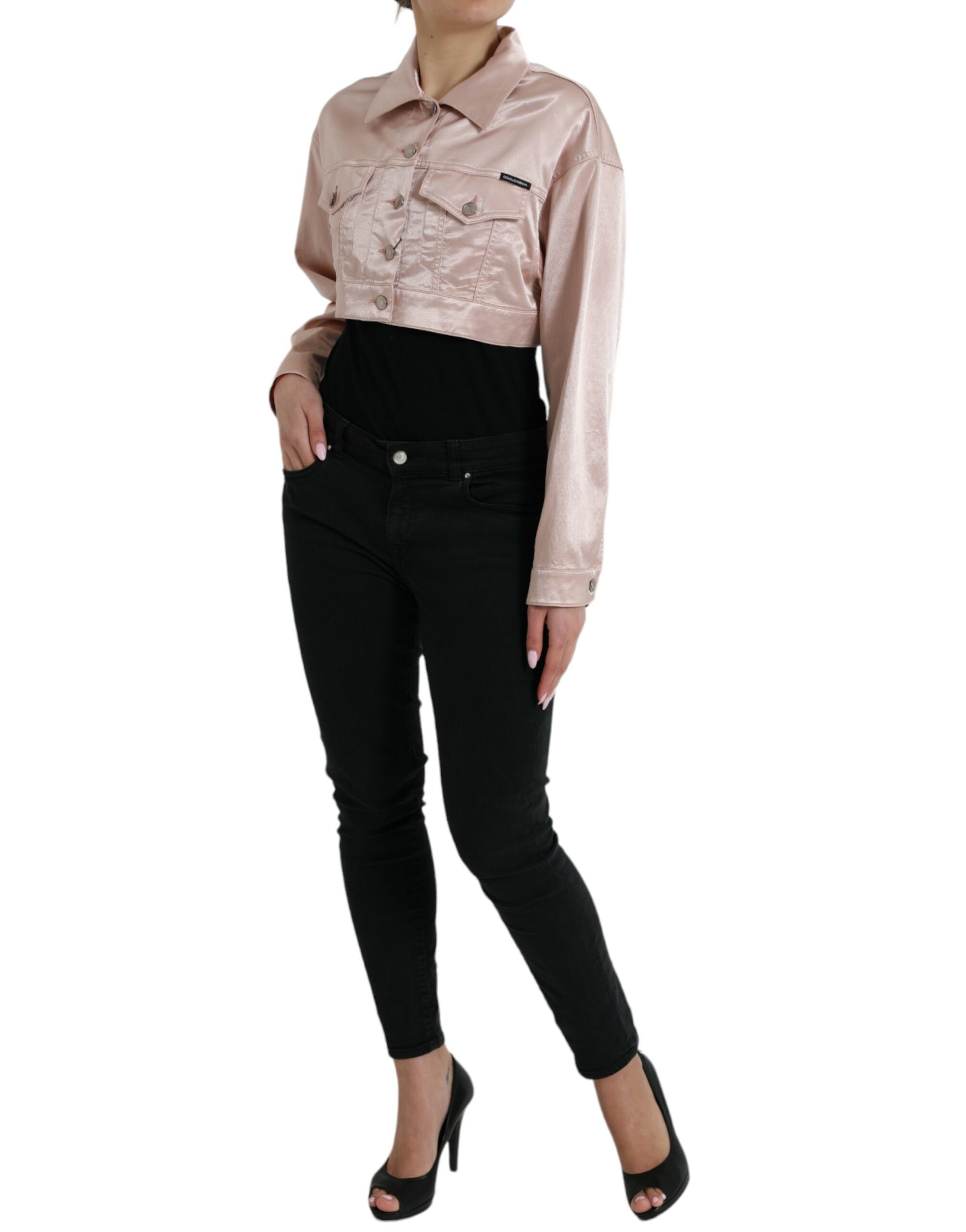 Elegant Cropped Denim Jacket with Italian Craftsmanship