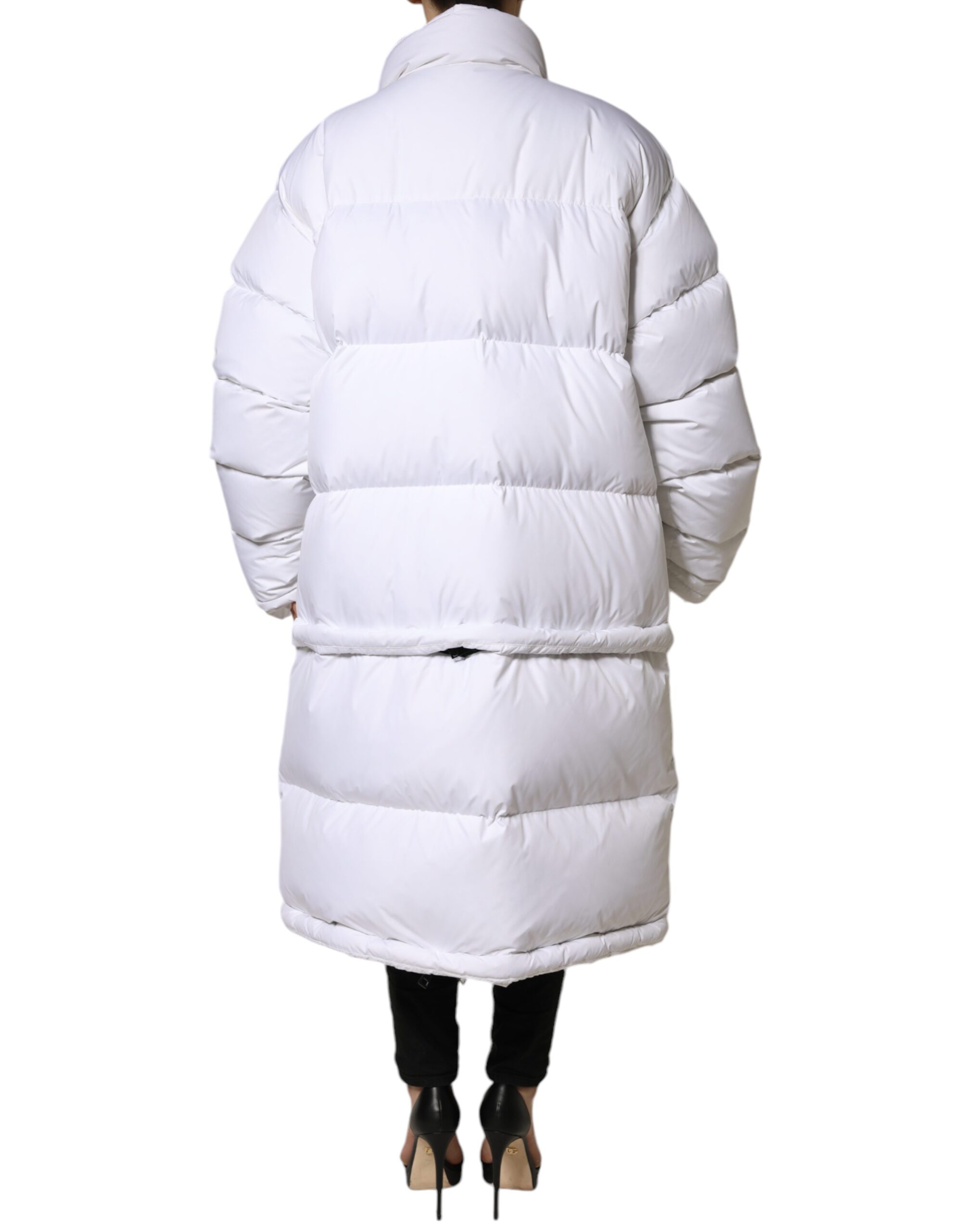 【VIP価格】DOLCE & GABBANA White Quilted Puffer Jacket Dolce & Gabbana Oversized Long Puffer Jacket Women White