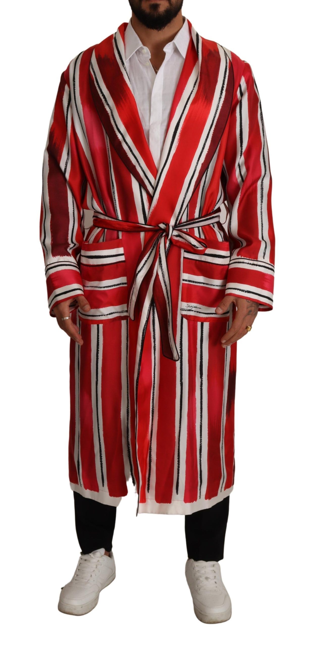 Striped Silk Night Gown Robe
