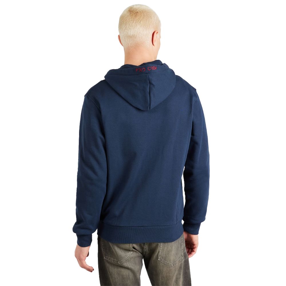 Hooded Full Zip Cotton Sweatshirt with Logo Embroidery