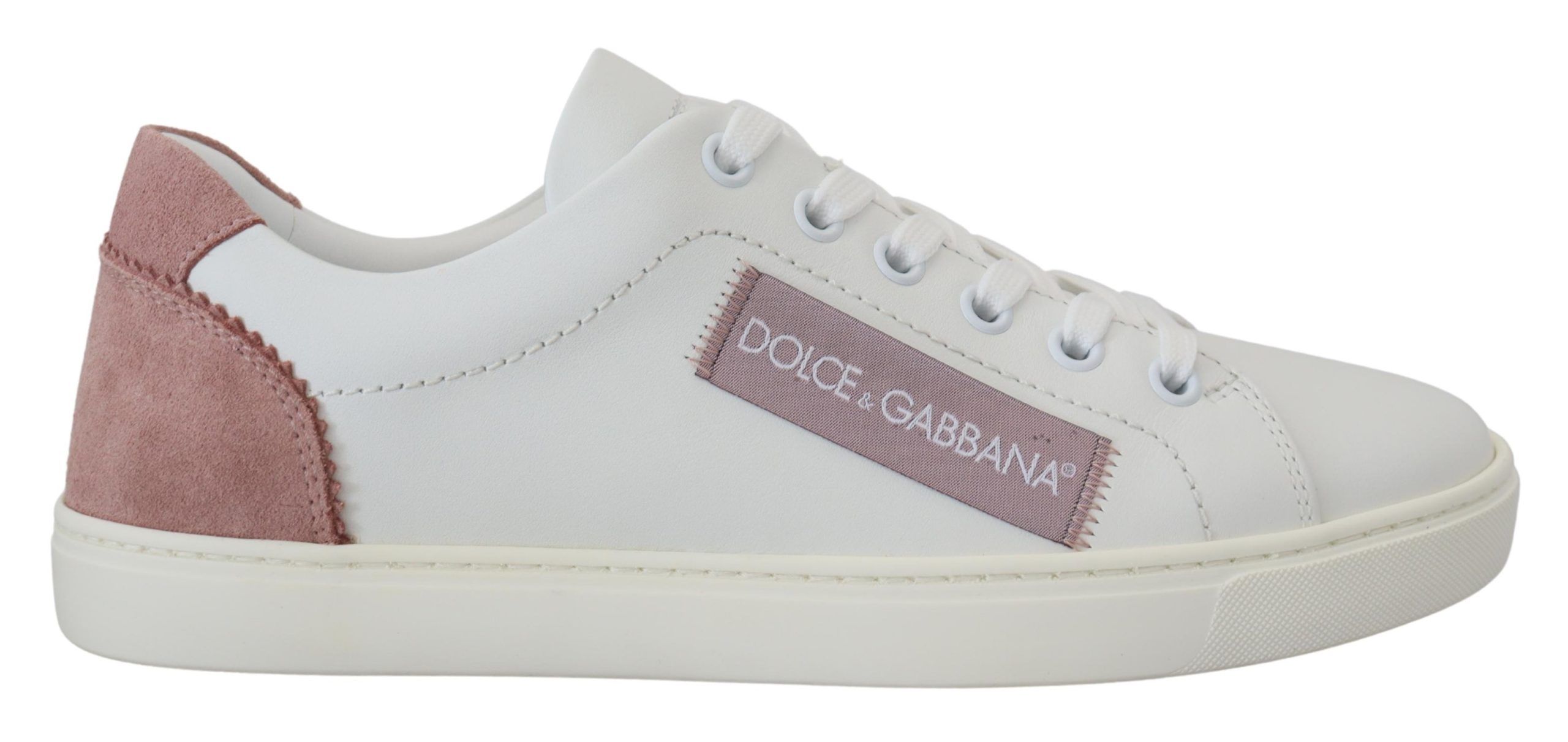 Pre-owned Dolce & Gabbana Wunderschone Low-top-leder-sneaker Fur Damen In Weiss