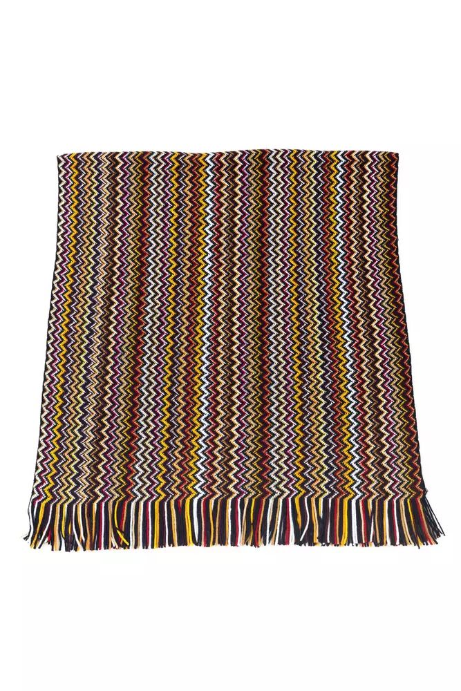 Geometric Fantasy Fringed Wool Scarf