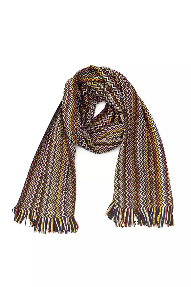 Geometric Fantasy Fringed Wool Scarf