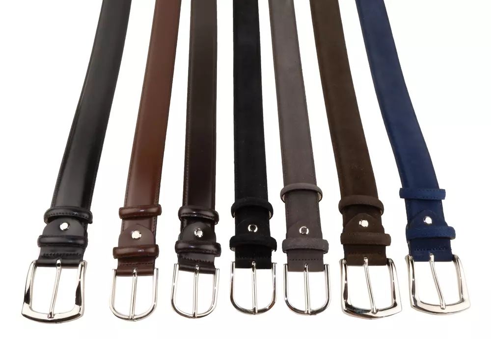 Lot of Seven Leather Belts in Various Colors