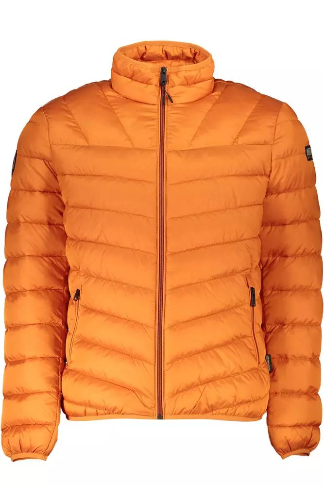 Pre-owned Napapijri Men's Polyamide Jacket With External And Internal Pockets In Orange