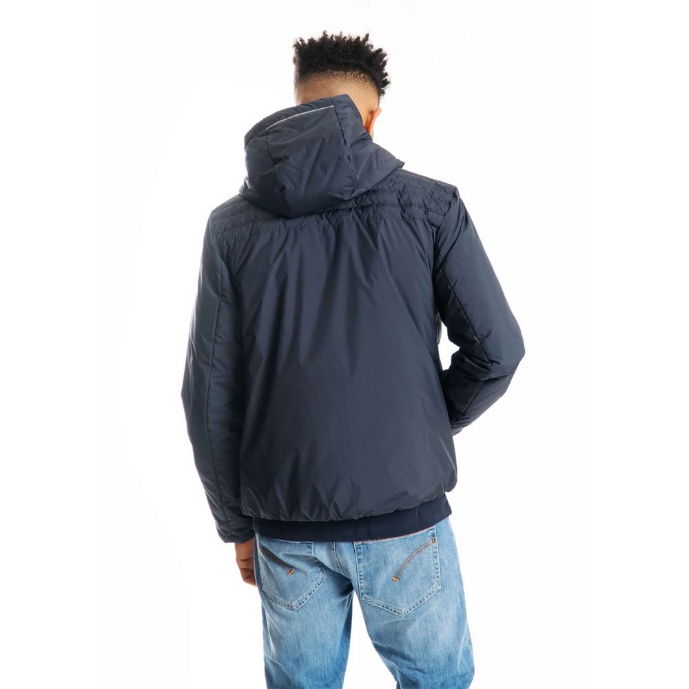 Hooded Technical Fabric Jacket with Feather Stuffing