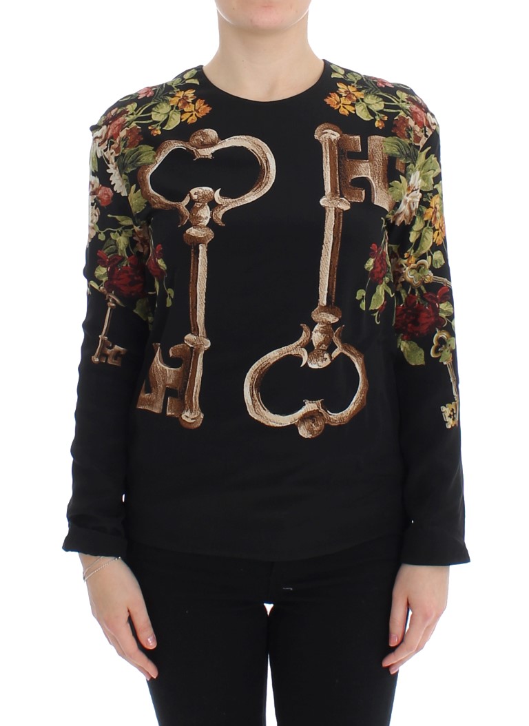 Silk Blouse Top with Floral Print