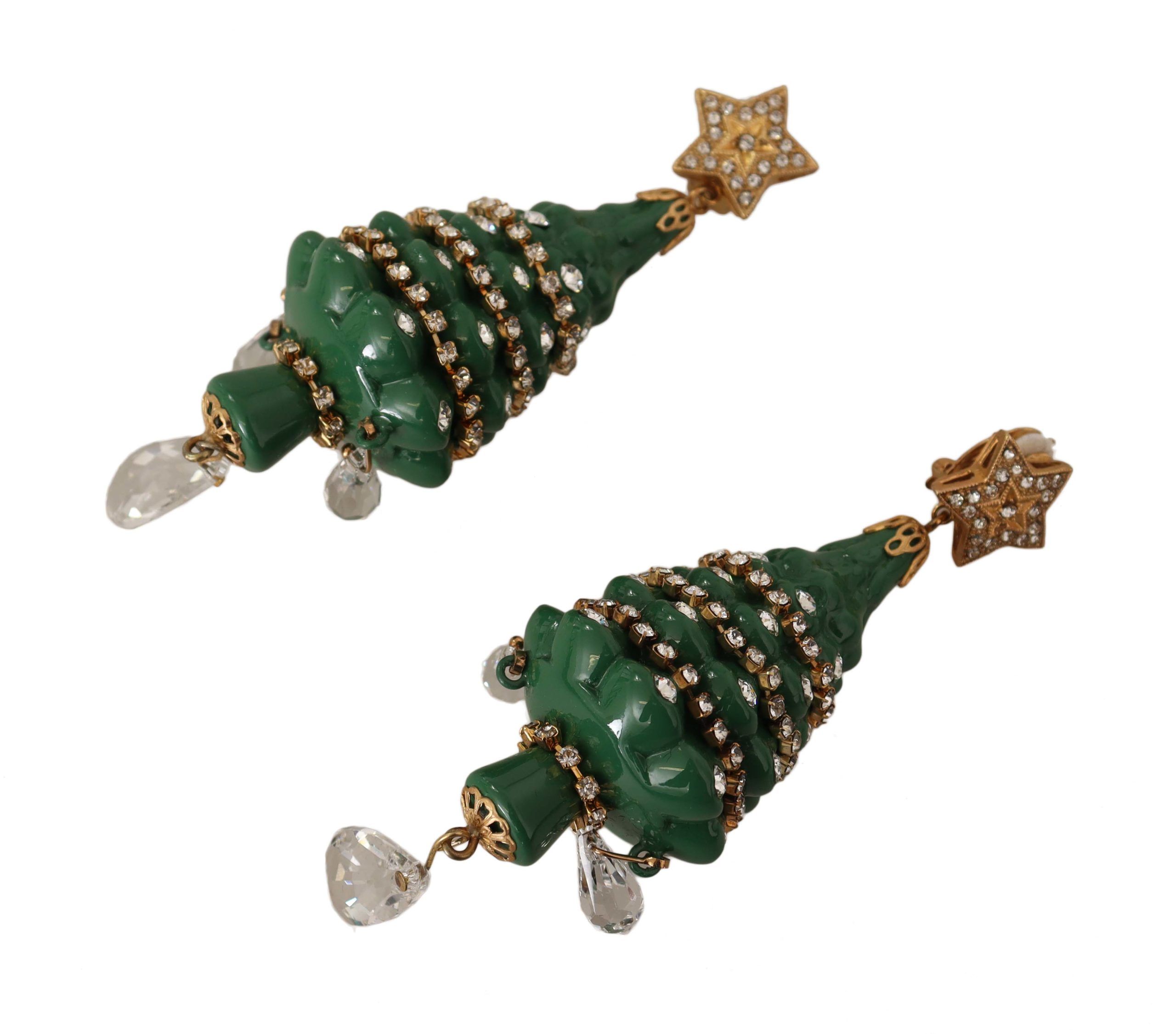 Crystal Christmas Tree Clip-On Earrings