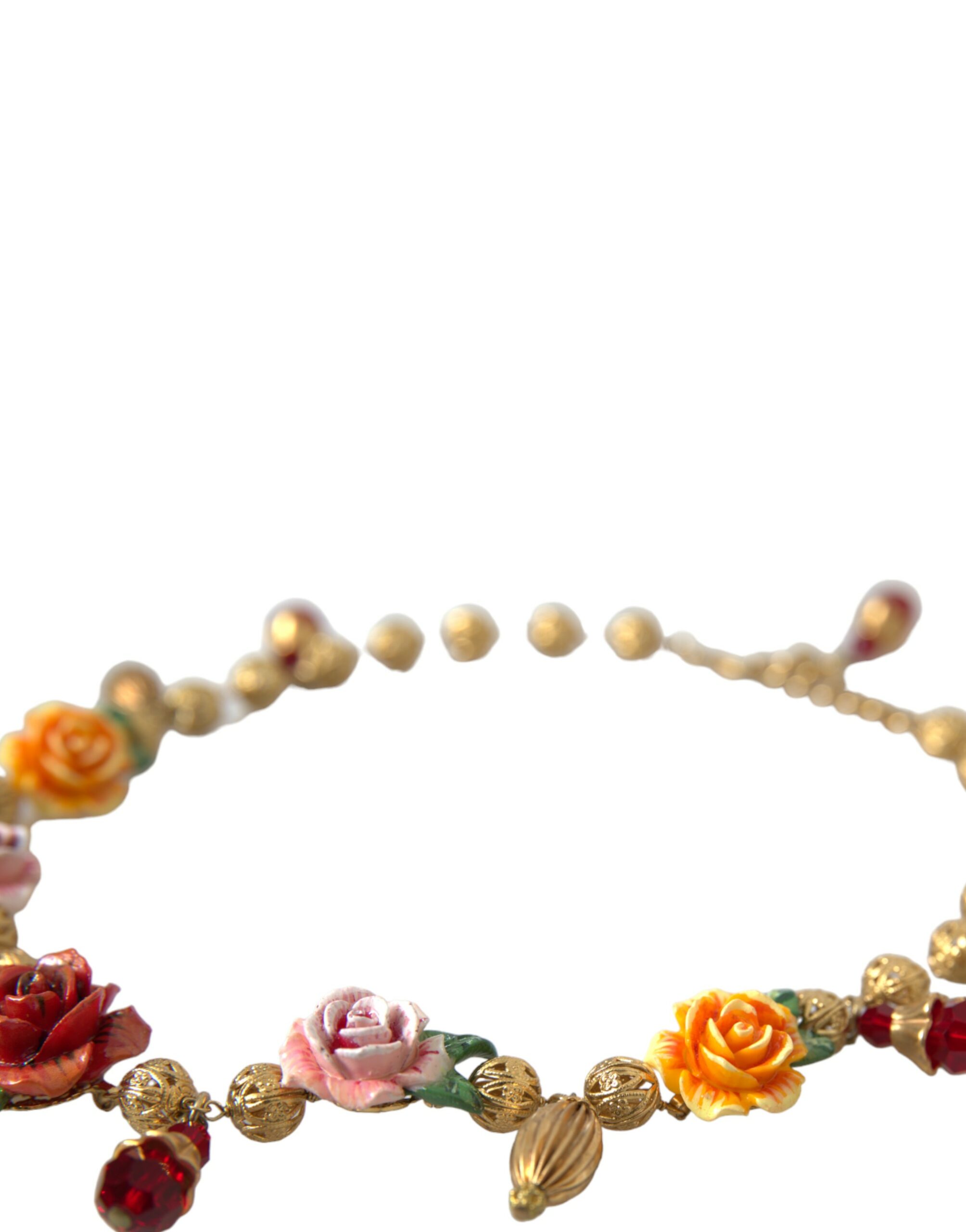 Crystal Floral Necklace with Gold Ball Chain