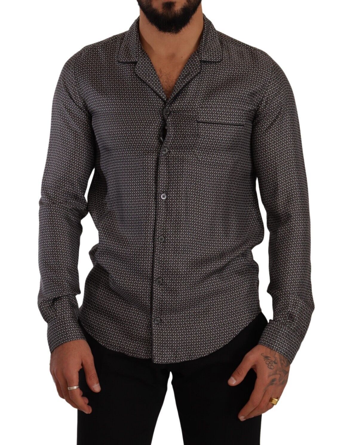 Patterned Silk Slim Fit Shirt