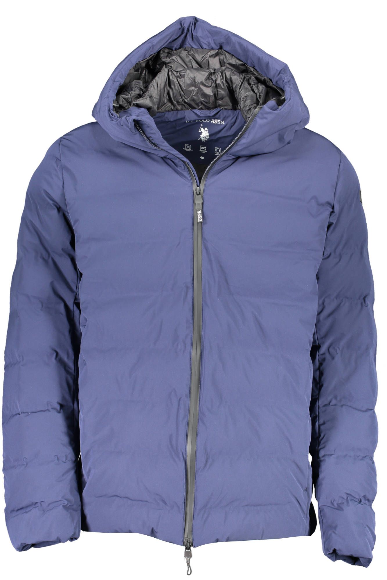 Blue Hooded Jacket with Zip and Logo