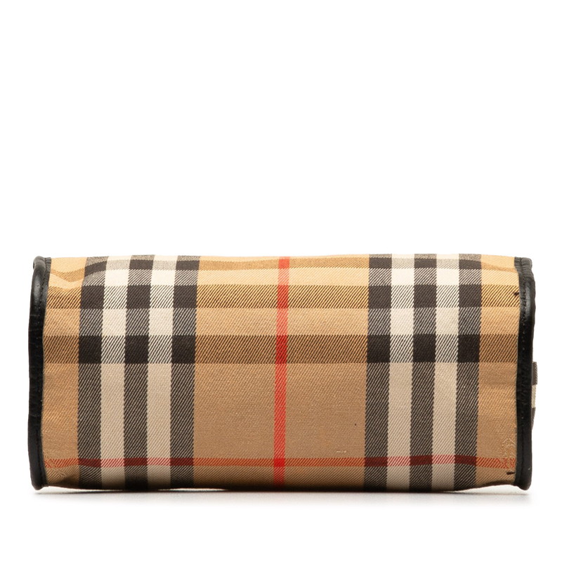 Check Canvas Cosmetic Pouch Wallet in Brown