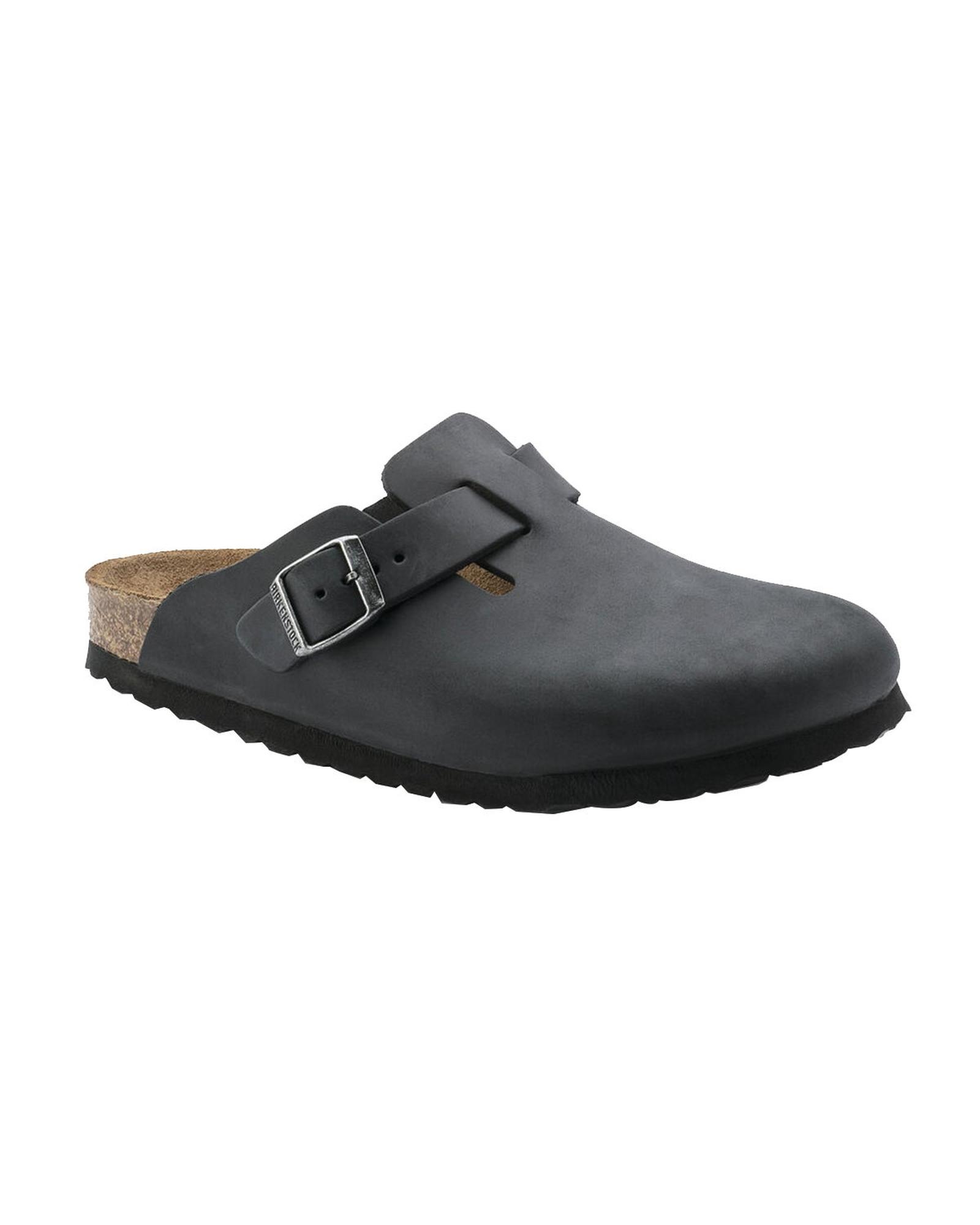 Pre-owned Birkenstock Boston Clogs For Men And Women - Black Leather - Casual -size 40 In Schwarz