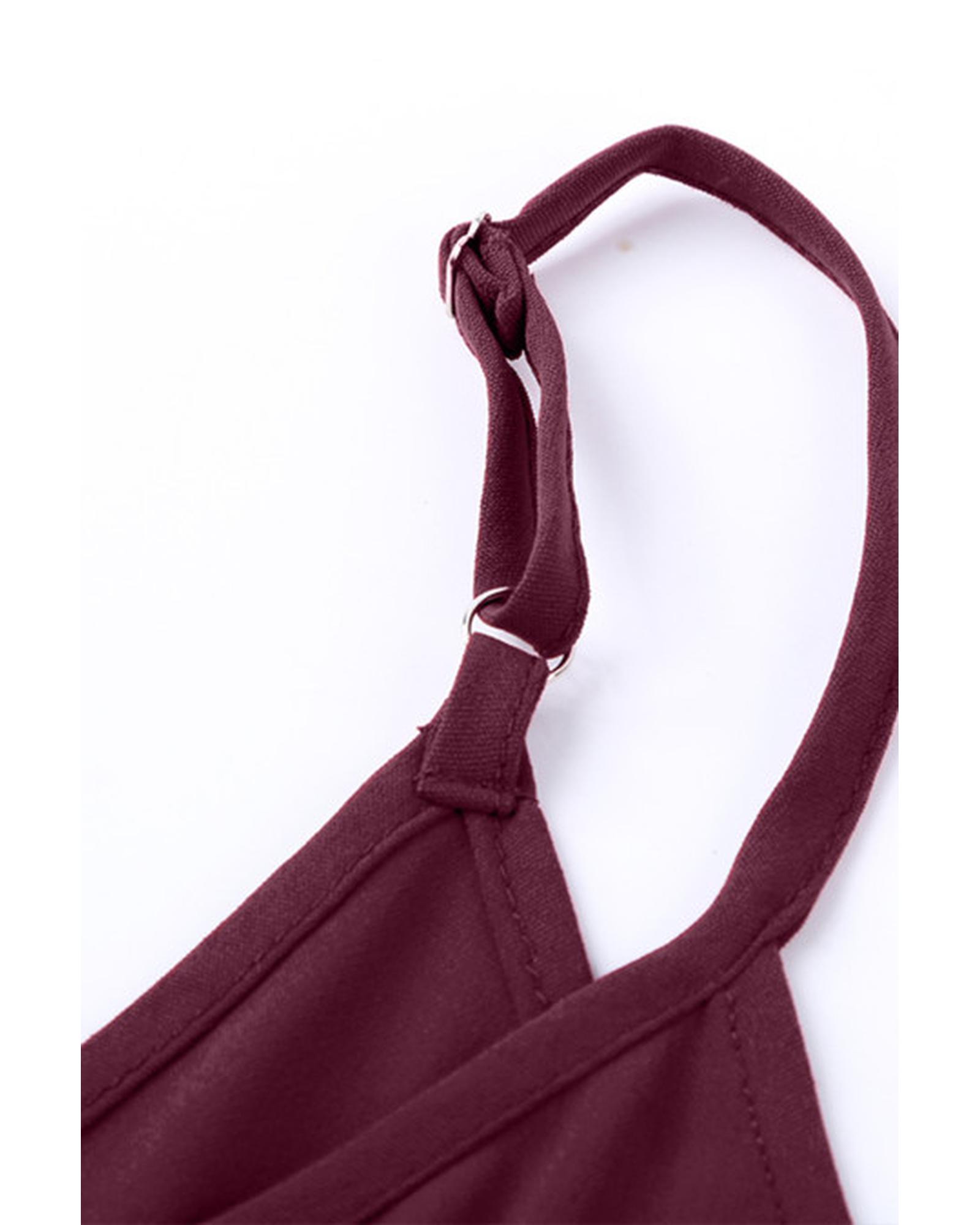 Women's Casual Loose Fit Button Down Sleeveless Tank Top - Burgundy  -  Tank