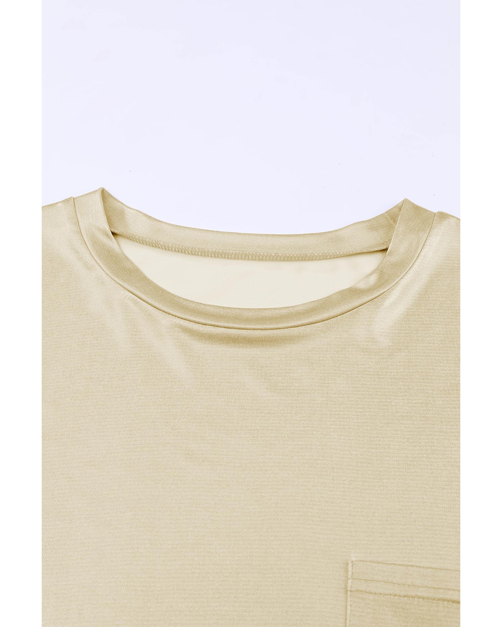 Apricot Chest Pocket Loose Fit T Shirt  -  Tops -Size M