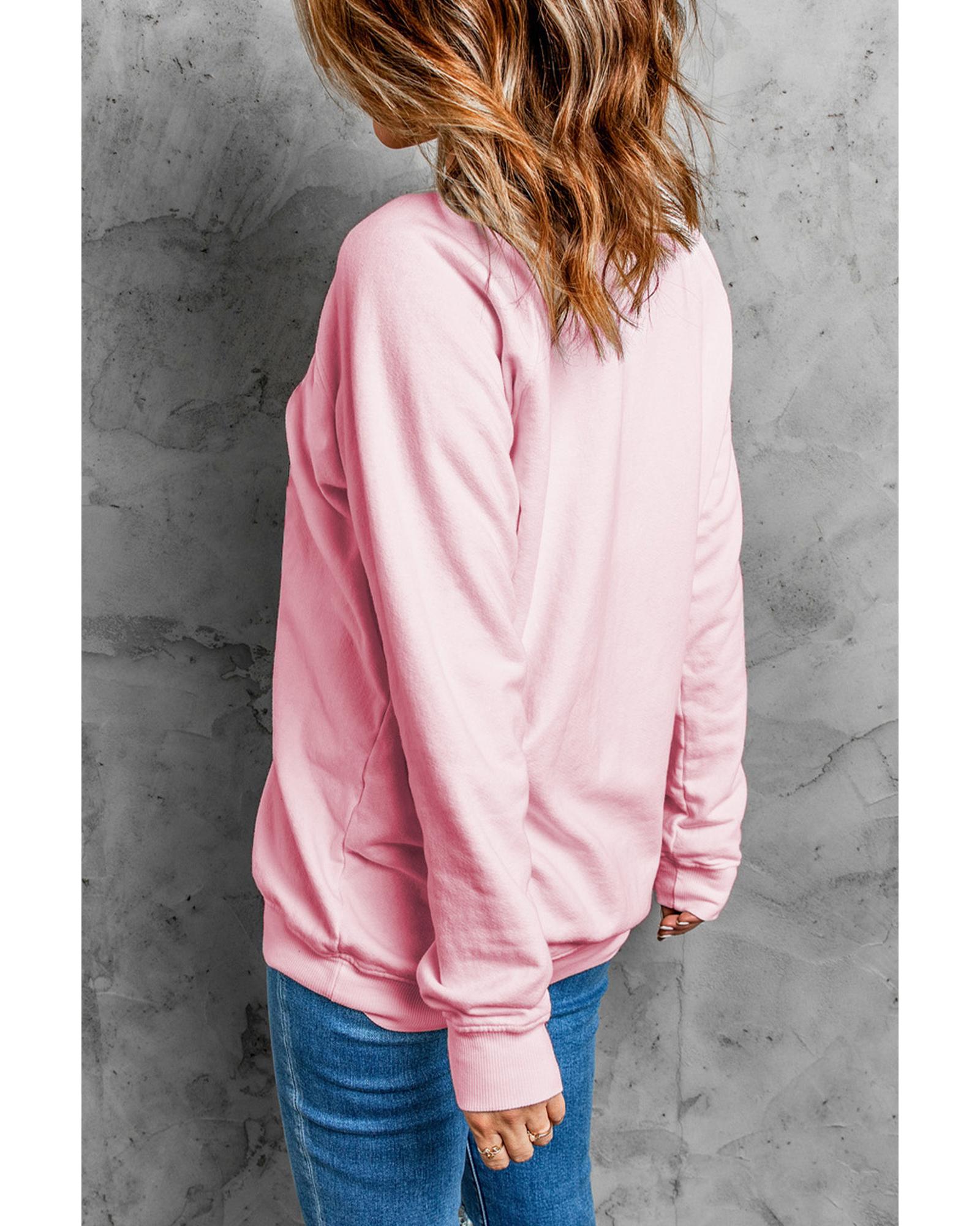 Graphic Print Sweatshirt - Sweatshirts & Hoodies - Pink | eBay
