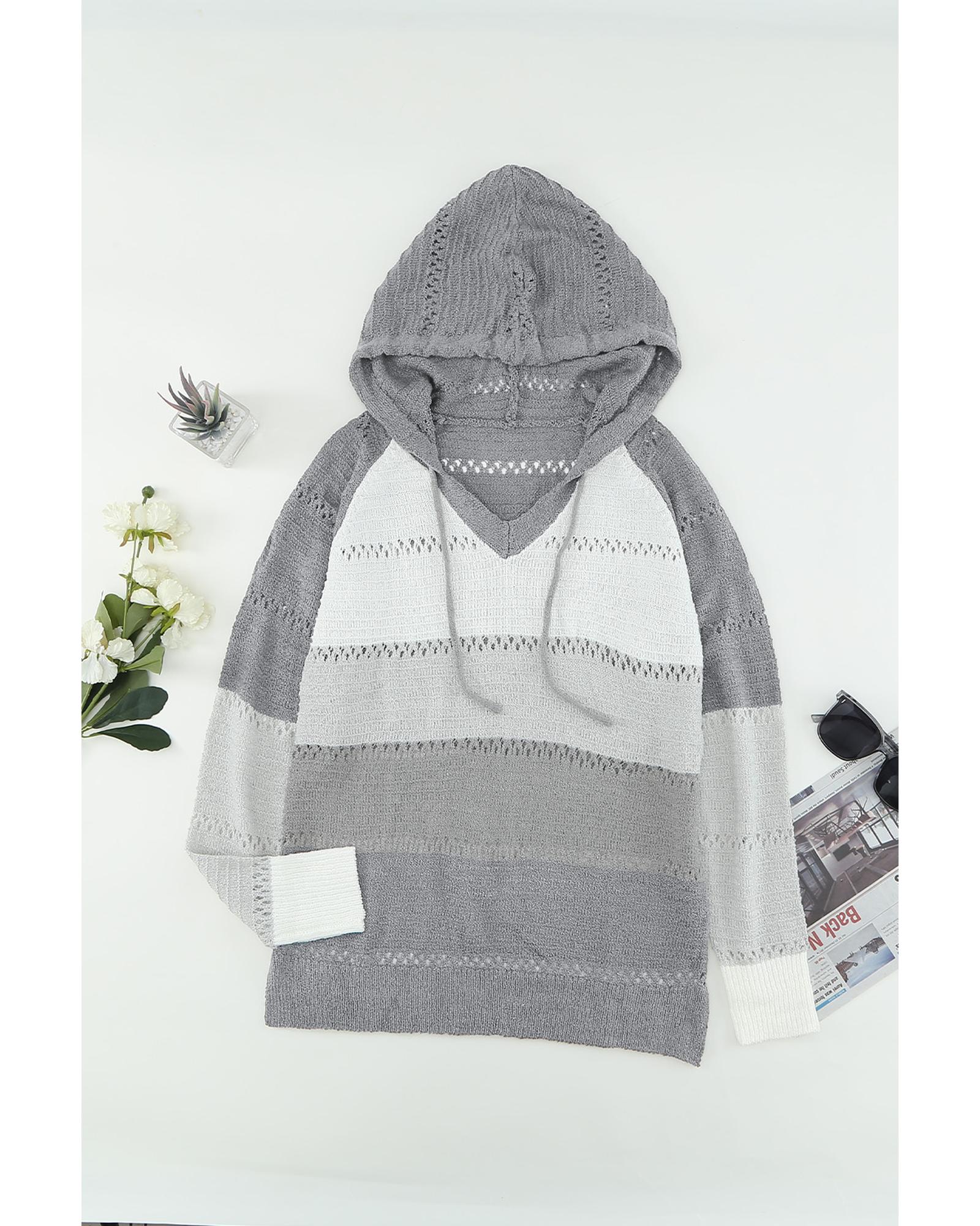 Beach Bonfire Knitted Hoodie  -  Sweatshirts & Hoodies  - Gray -Size 3XL