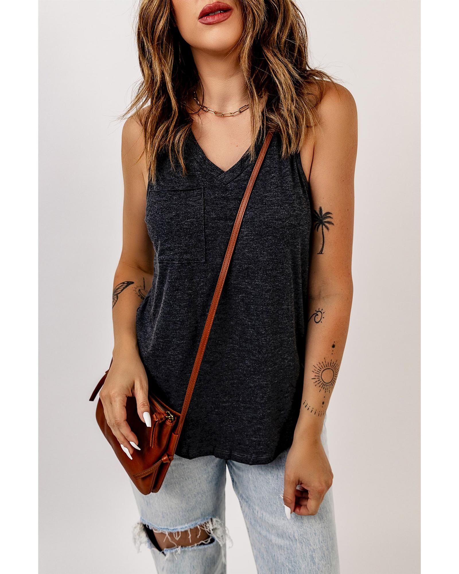 V Neck Racerback Tank Top - Tank Tops - Black | eBay