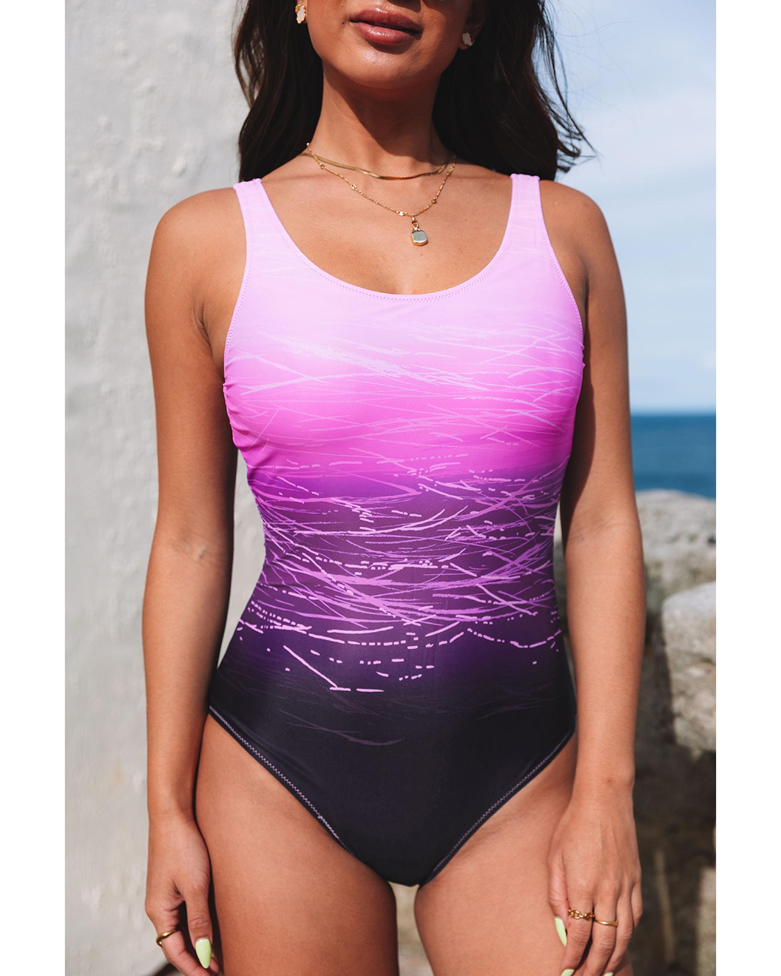 Azura Exchange Purple Gradient Criss Cross Back One Piece Swimsuit Women - Picture 22 of 48