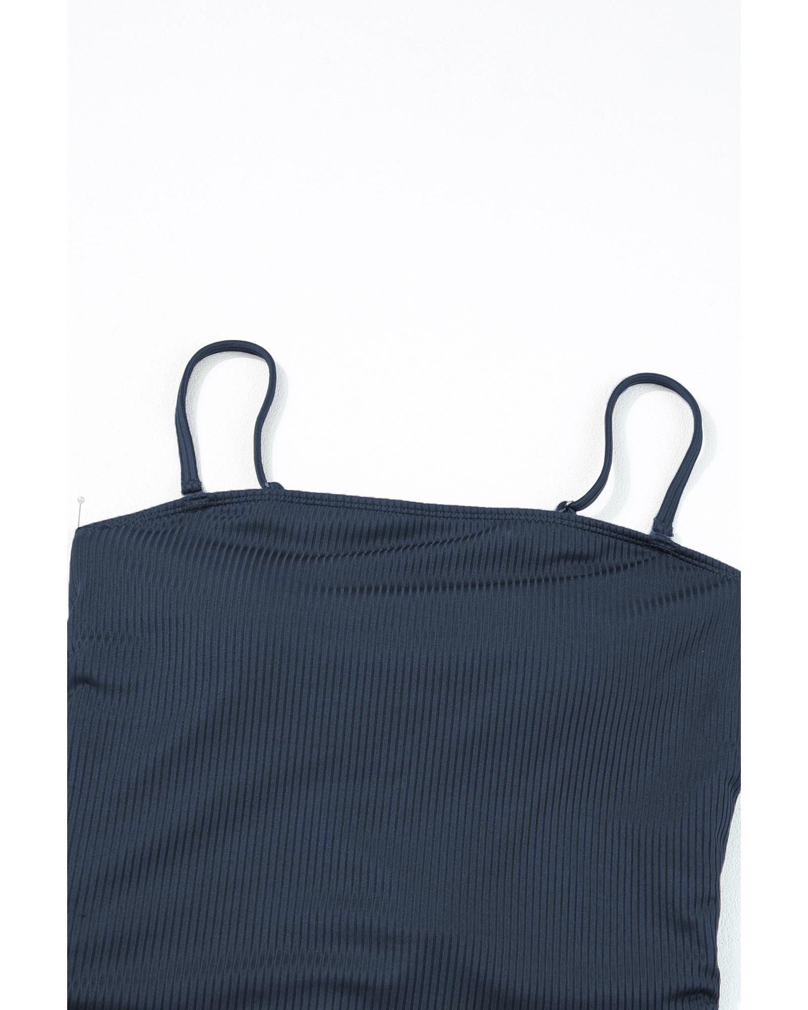 Azura Exchange Navy Blue Ribbed Drawstring Sides Cutout One Piece Swimsuit Women - Picture 36 of 63