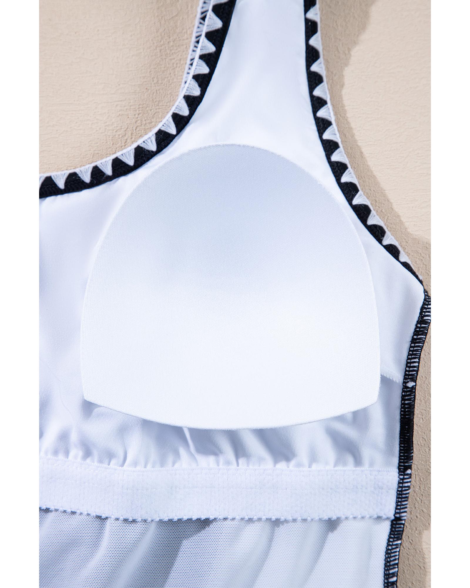 Azura Exchange Black Color Block Ric Rac Trim U Neck One Piece Swimsuit Women - Afbeelding 30 van 48