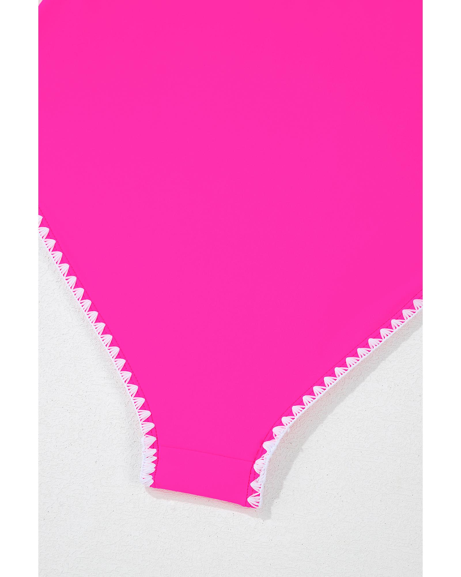 Azura Exchange Rose Red Ric Rac Trim Contrasted Patchwork Cutout One Piece - Bild 14 von 48