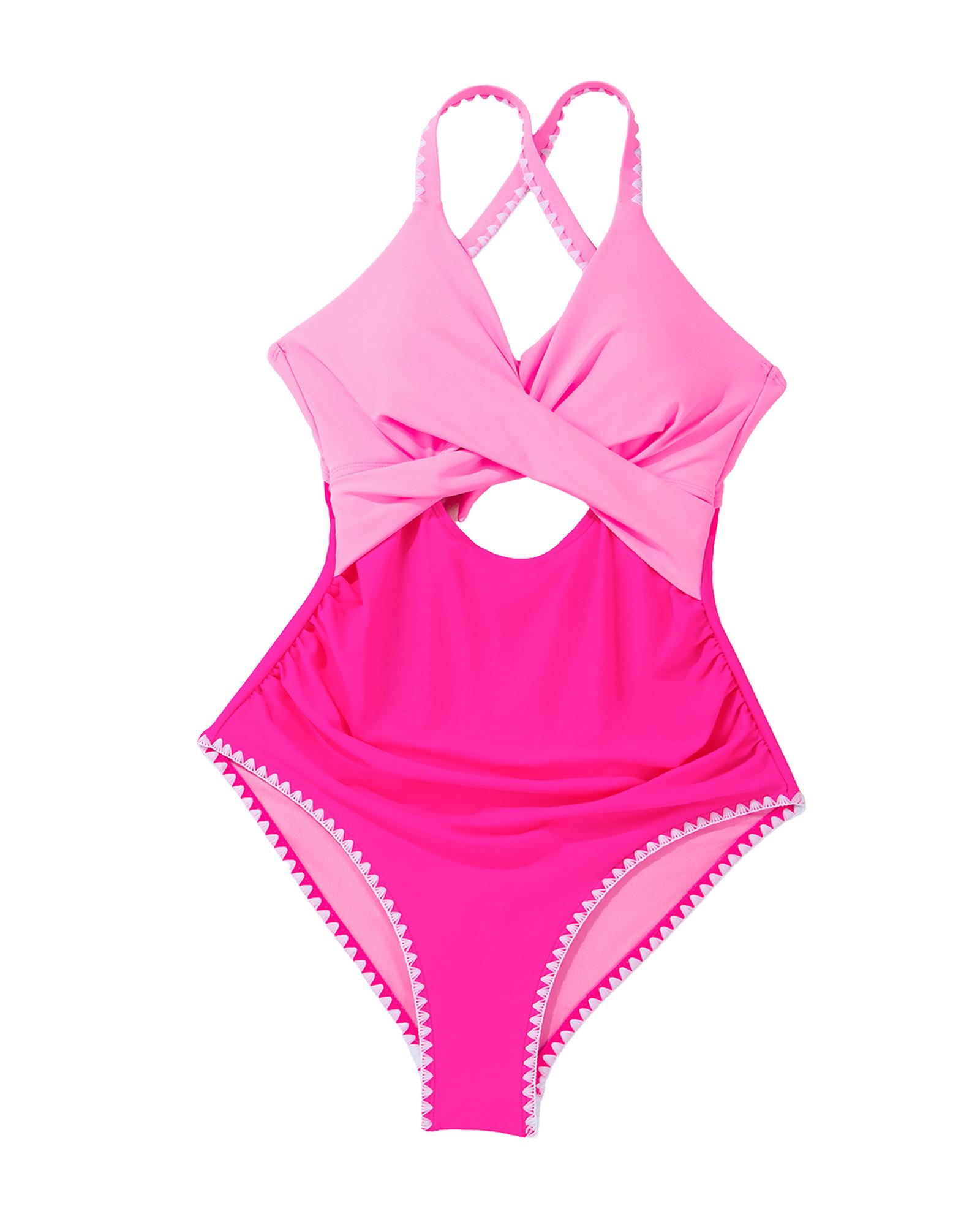 Azura Exchange Rose Red Ric Rac Trim Contrasted Patchwork Cutout One Piece - Bild 39 von 48