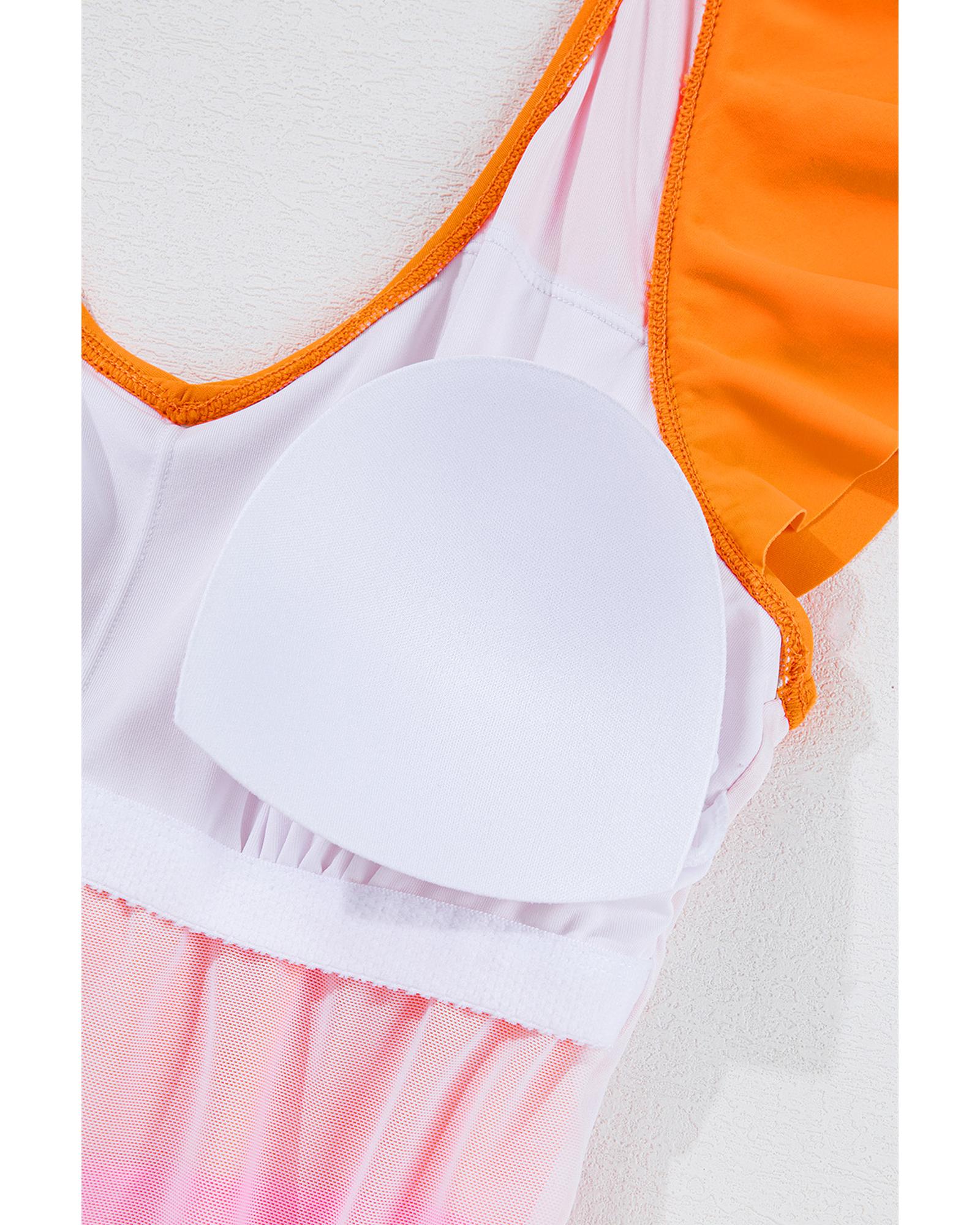 Azura Exchange Vitality Orange Color Block Ruffled Knotted Backless One Piece - Bild 54 von 60